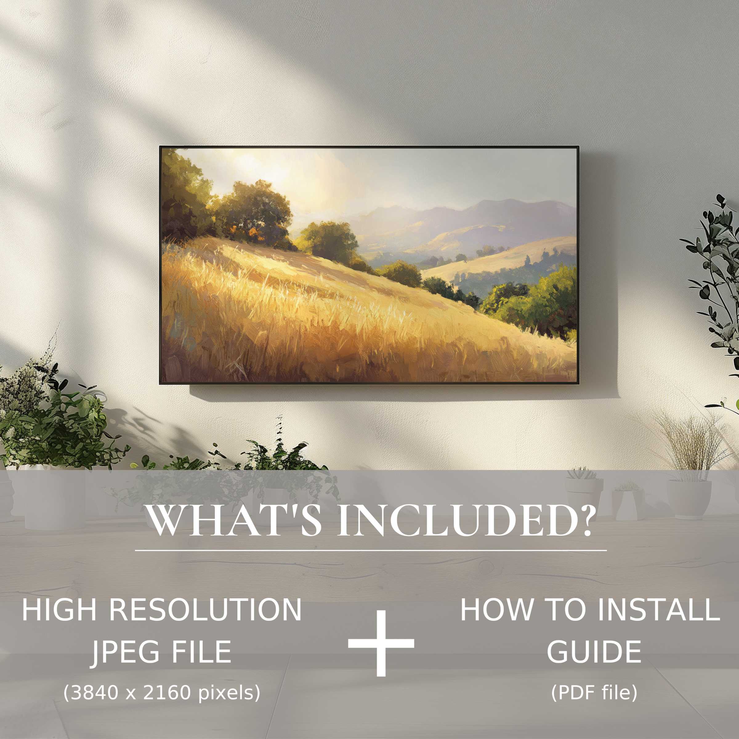 Summer digital TV art download enhances living spaces with easy-to-use, elegant landscape design for modern homes