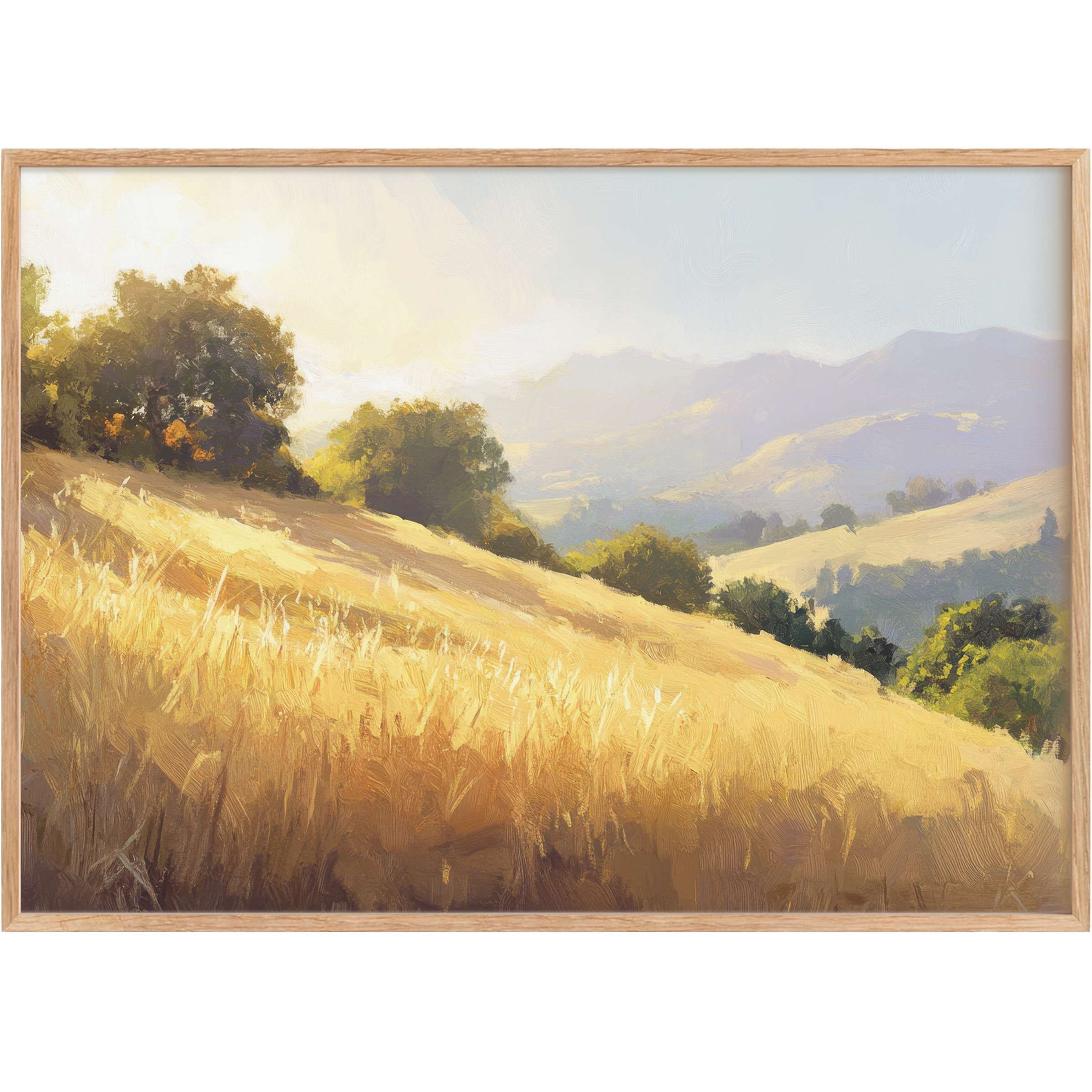 Golden fields bathed in soft sunlight evoke a radiant tranquility in this summer printable wall art, perfect for elegant interiors
