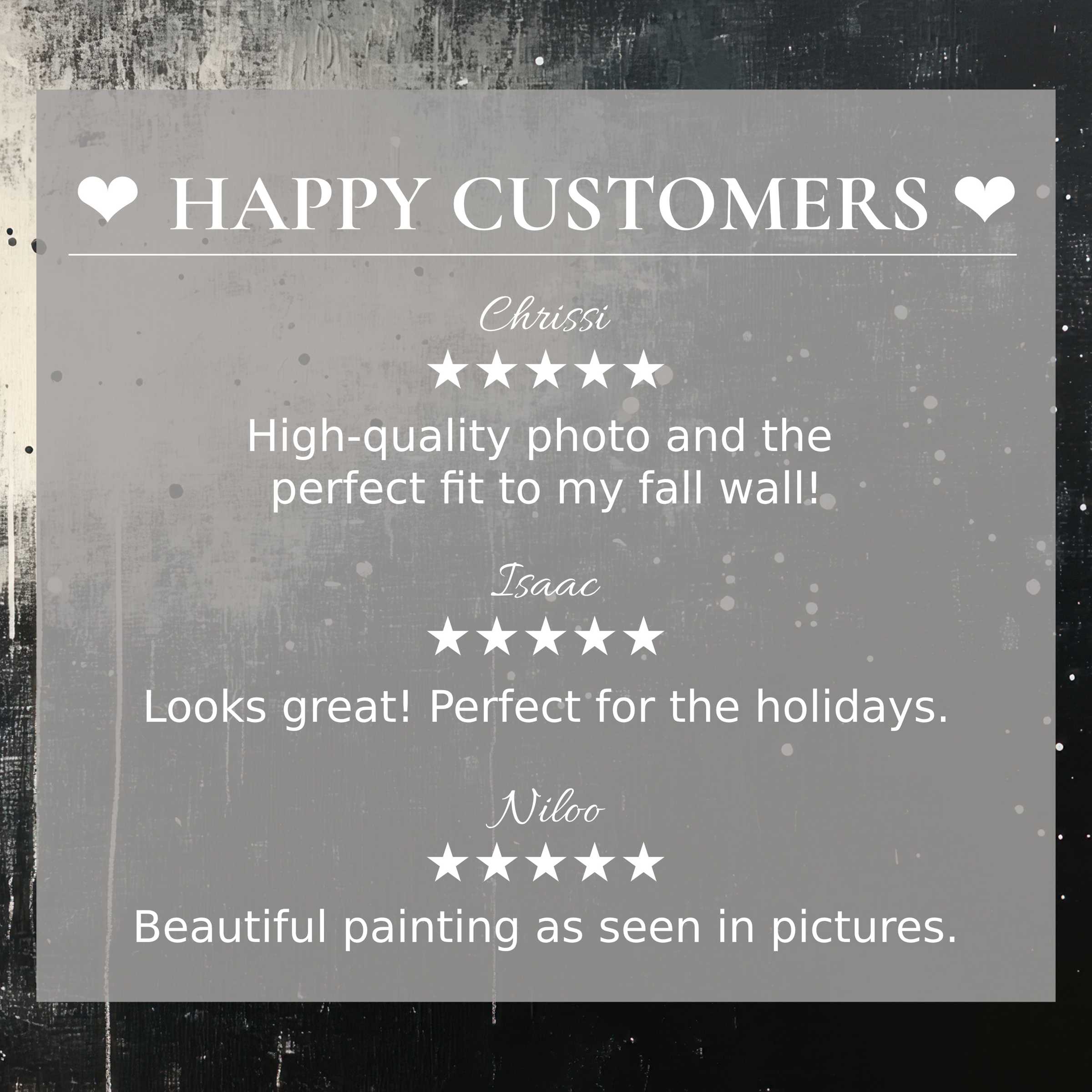 Positive reviews from happy customer highlight minimalist art for Frame TV with refined abstract grays, building trust and style