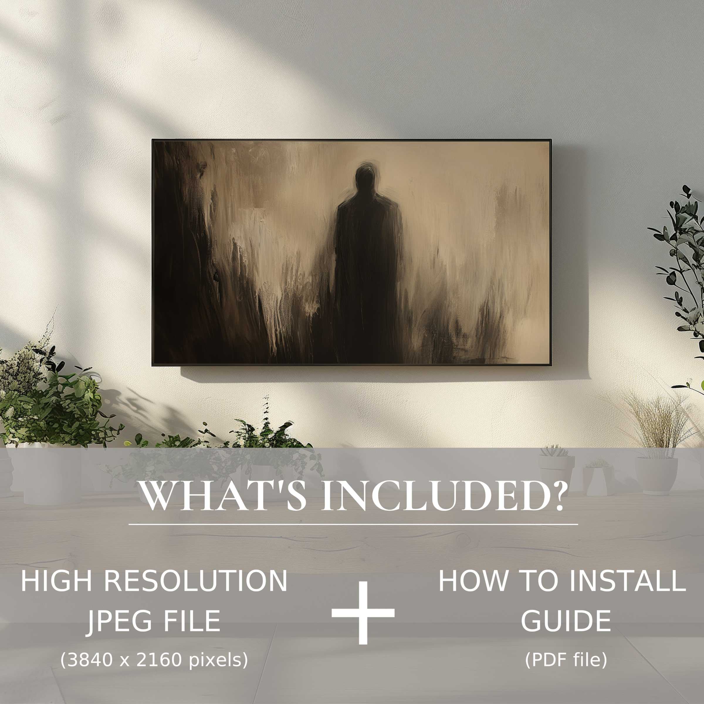 Modern living space enhanced by elegant, easy-to-use halloween digital TV art download with high-res file and guide