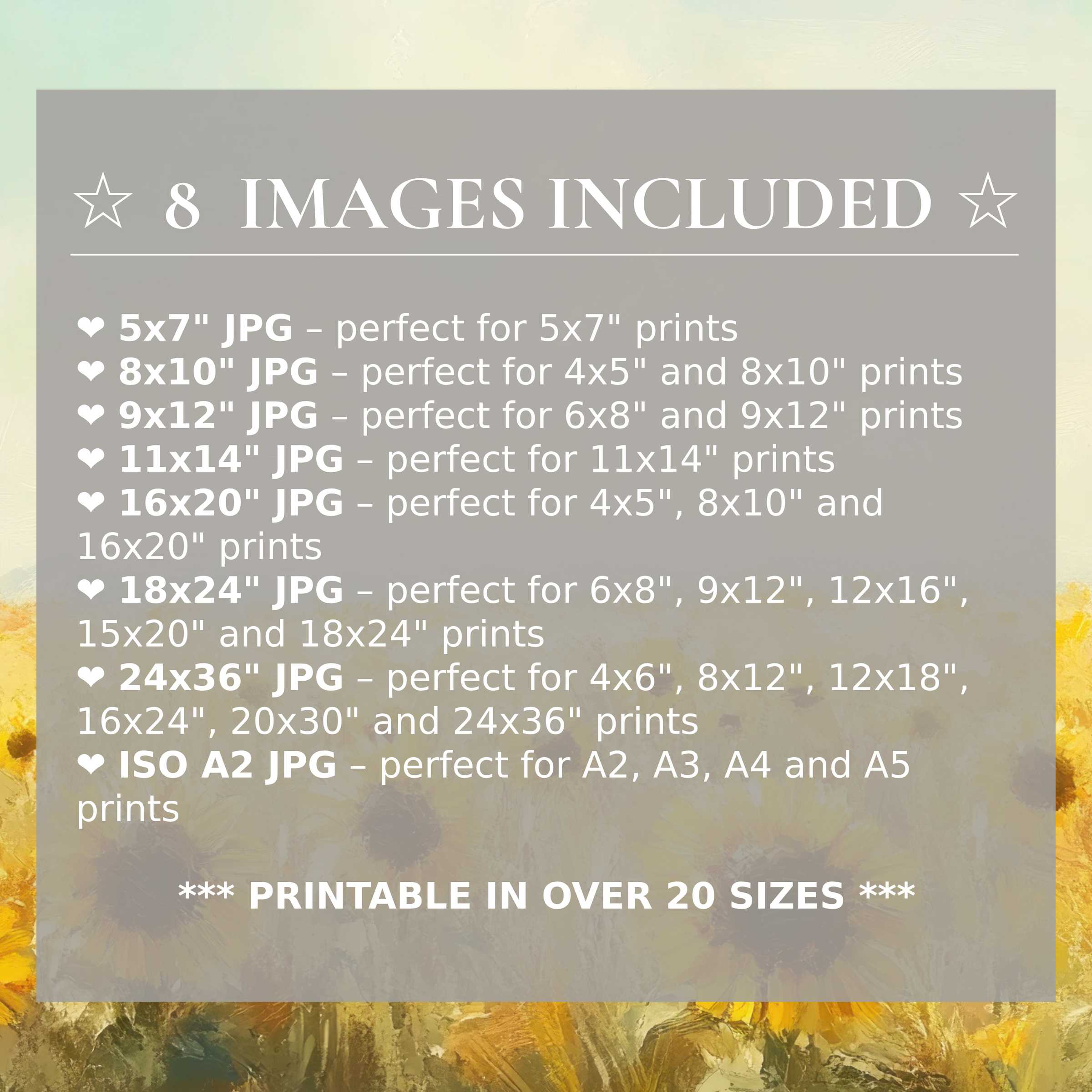 Radiant landscape digital print in warm golds and soft greens evokes calm sophistication, delivered in 8 high-resolution sizes