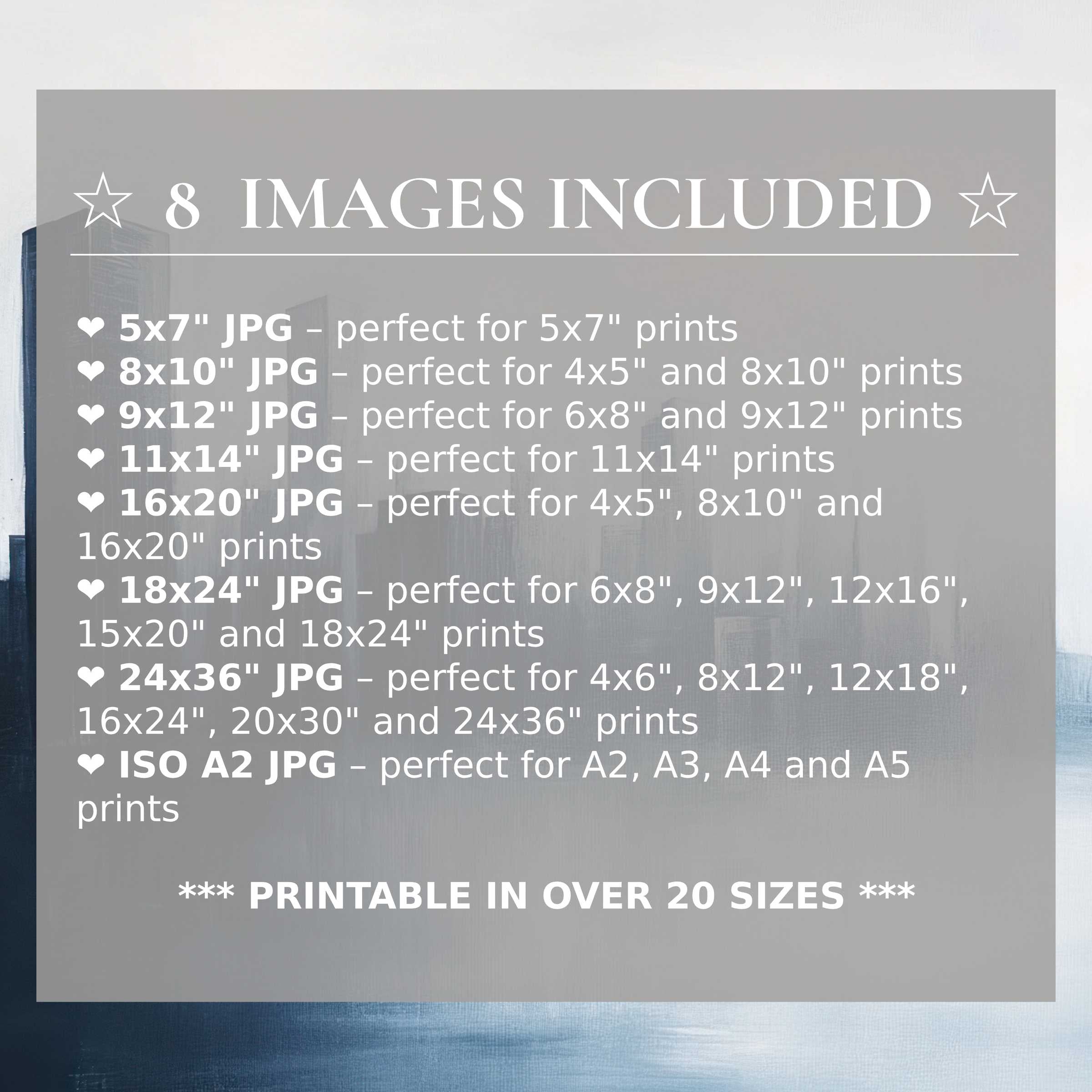 Radiant modern digital print in calming blue and grey hues, included in 8 high-quality sizes to elevate versatile, stylish interiors