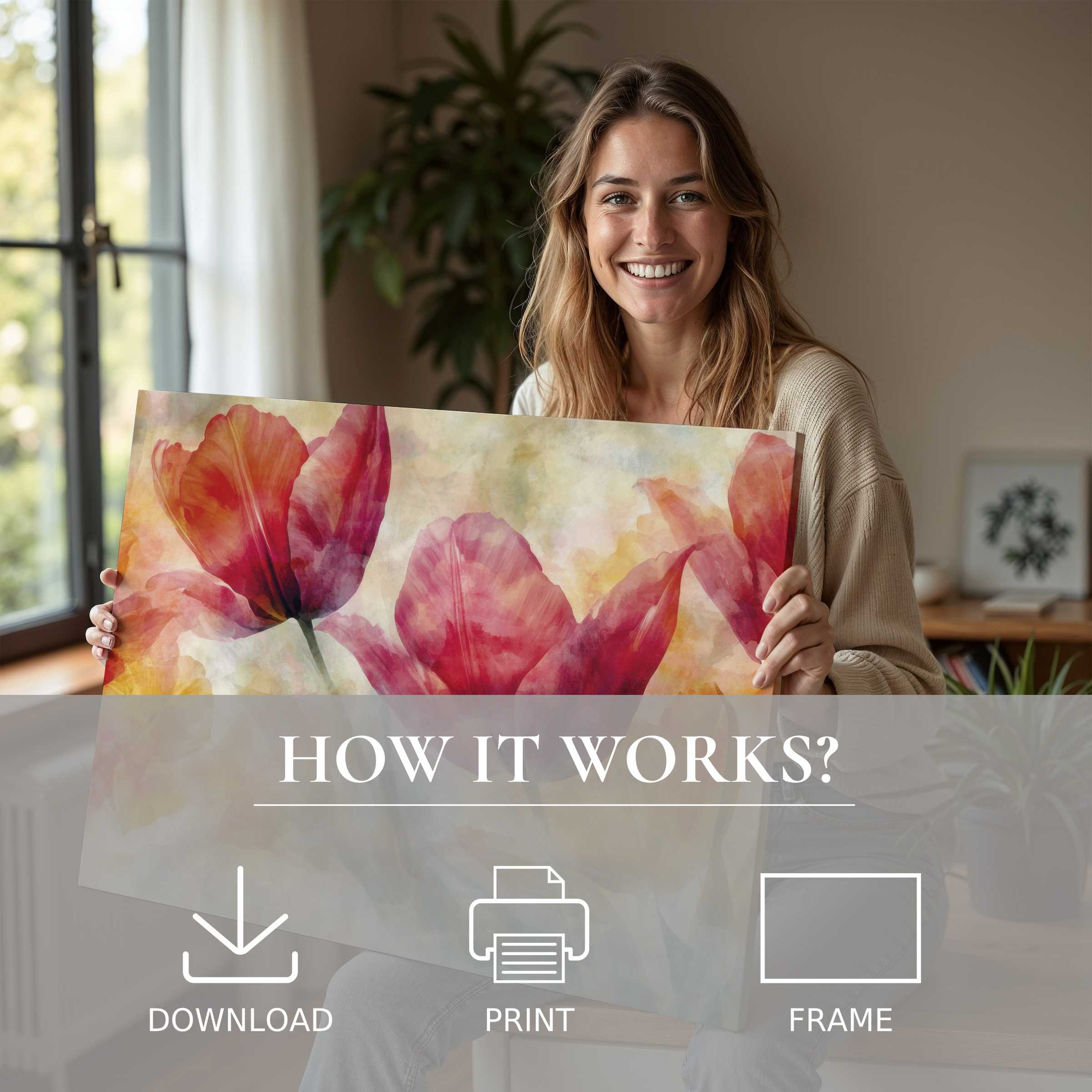 Radiant floral digital art print brings serene joy and effortless elegance to modern living, inspiring genuine connection with beauty