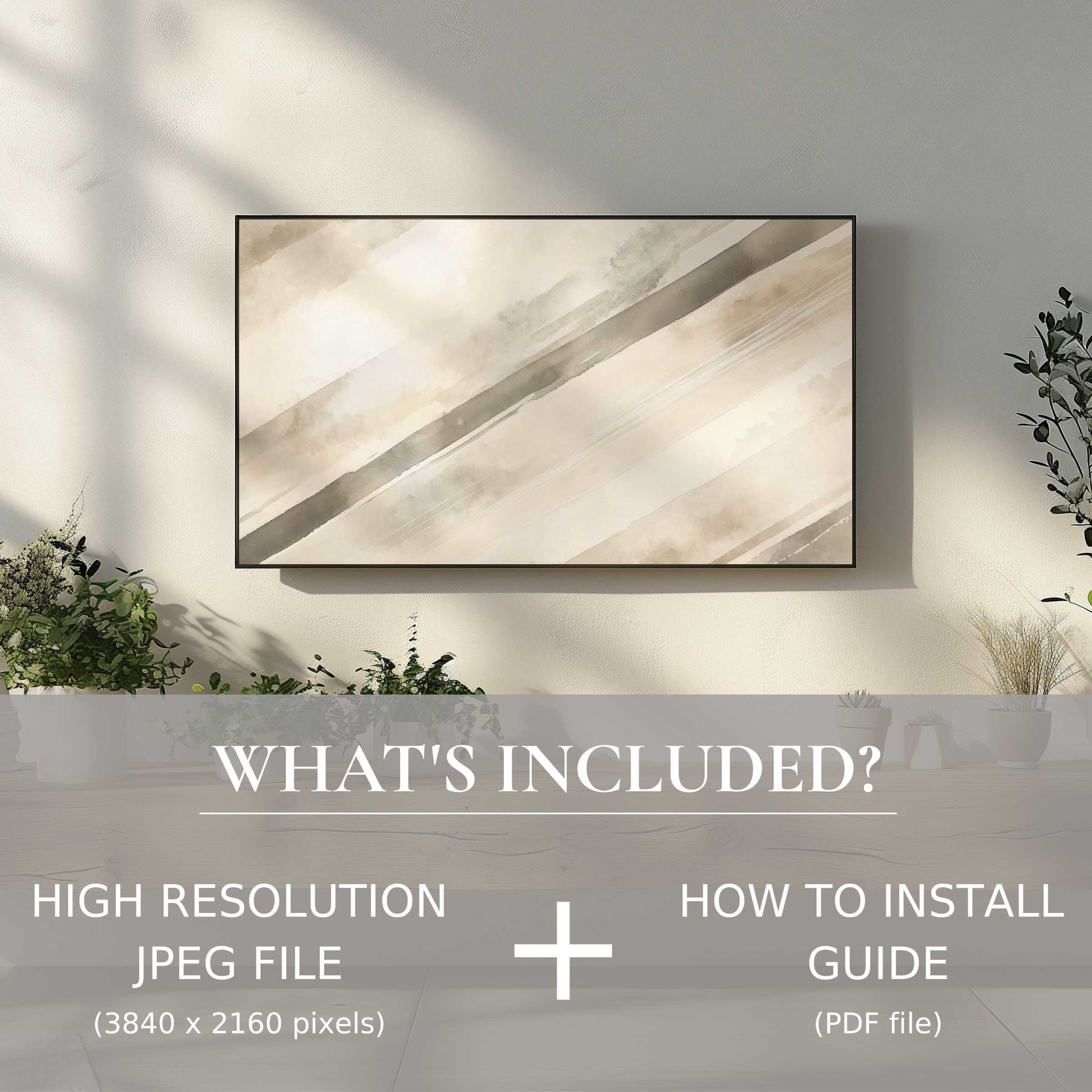 Elegant neutral digital TV art download enhances your living space with easy digital use and modern style