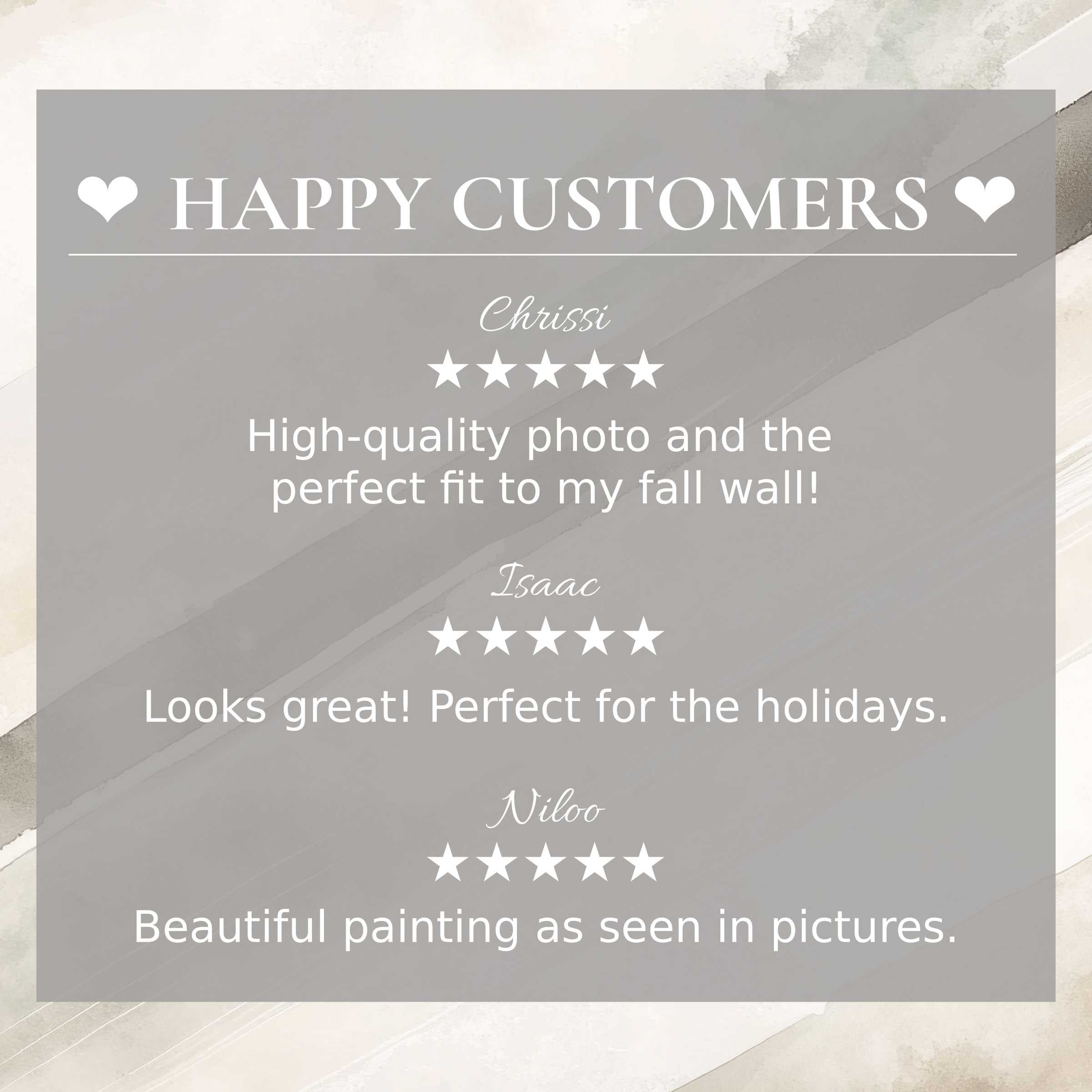Happy customer reviews over neutral art for Frame TV with soft abstract beige tones build trust and style appeal