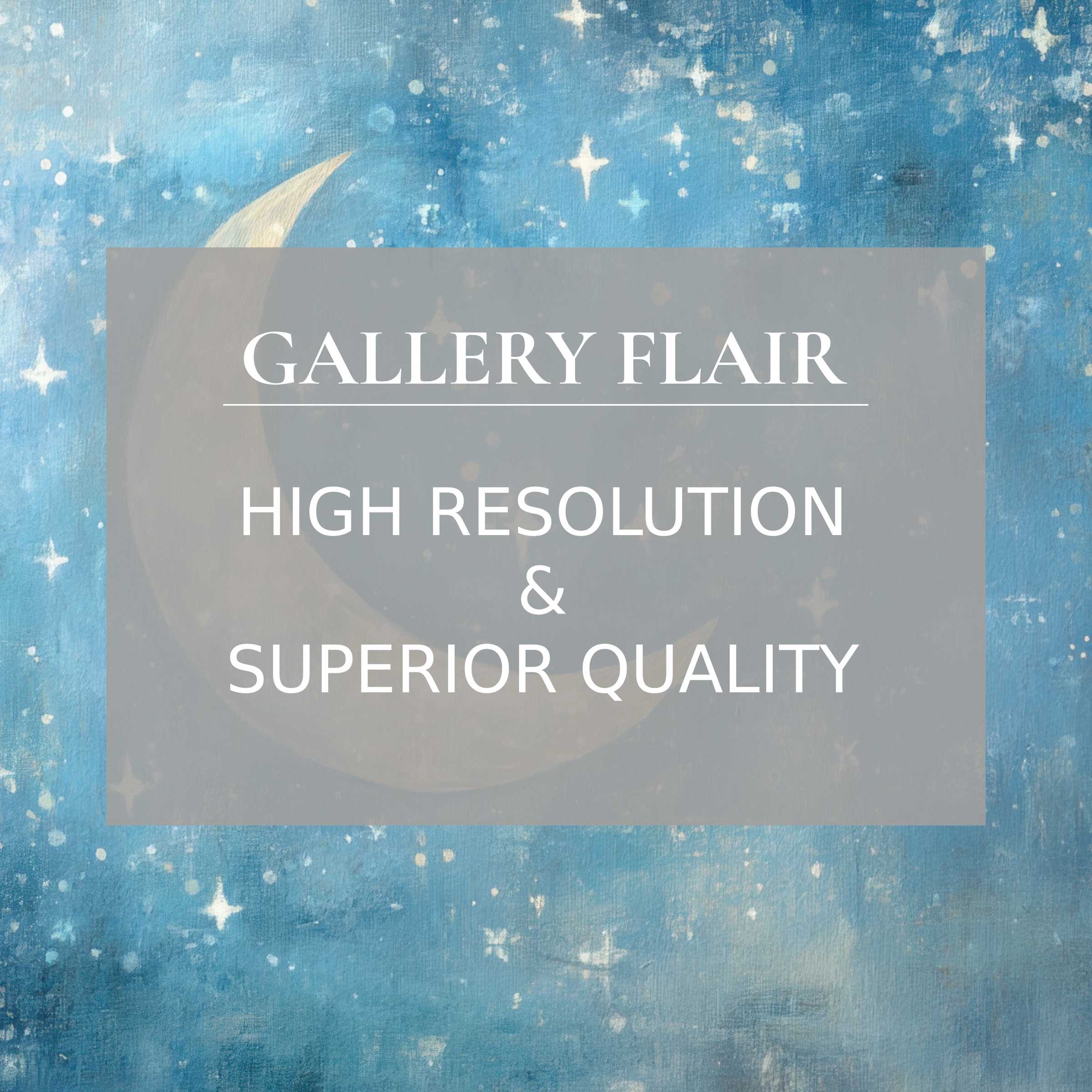 Calming nursery printable art featuring a dreamy crescent moon and stars in soft blue hues, finely detailed for a modern nursery