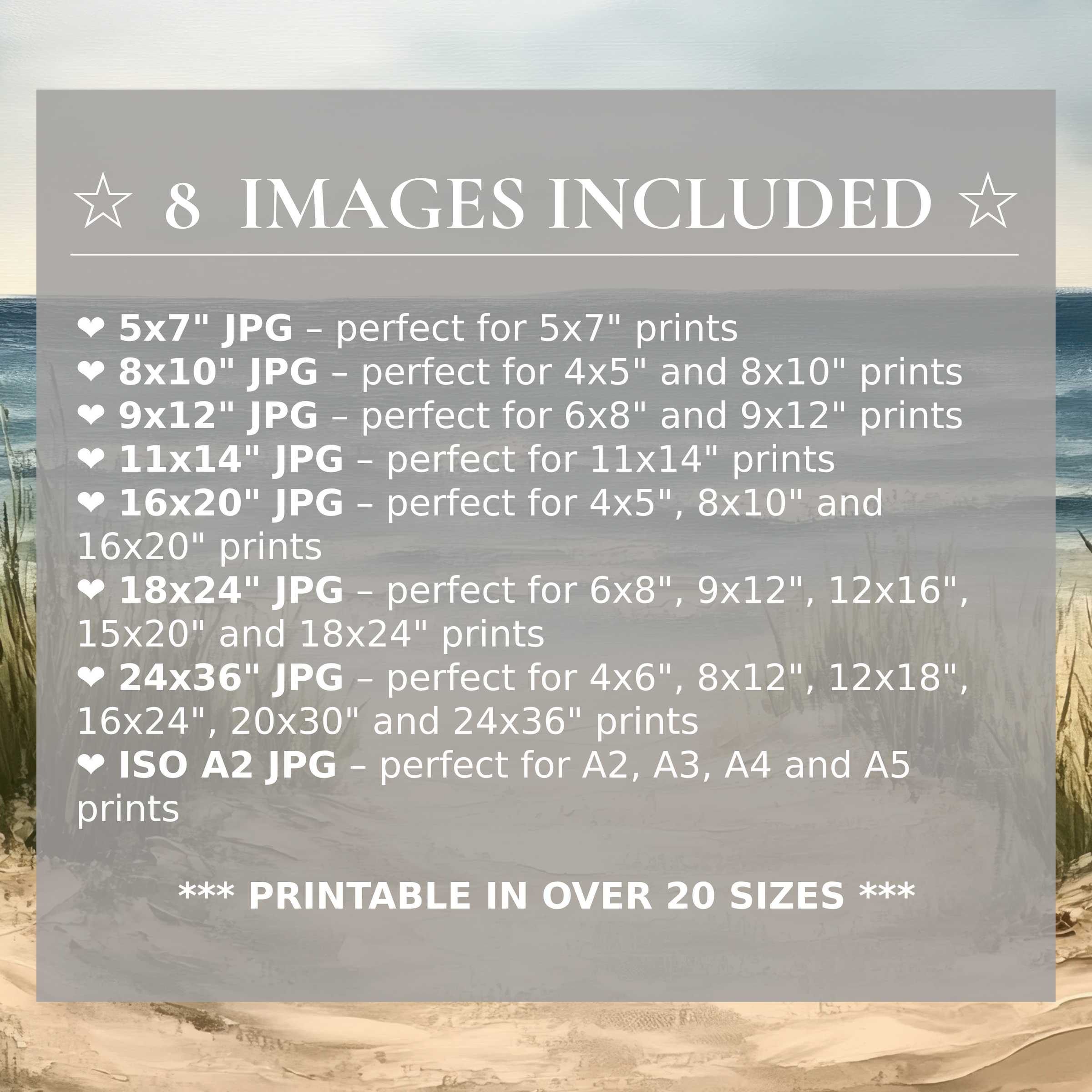 Landscape digital print radiates calming blues and warm earth tones, elevating modern interiors with style and flexibility; includes 8 high-quality sizes