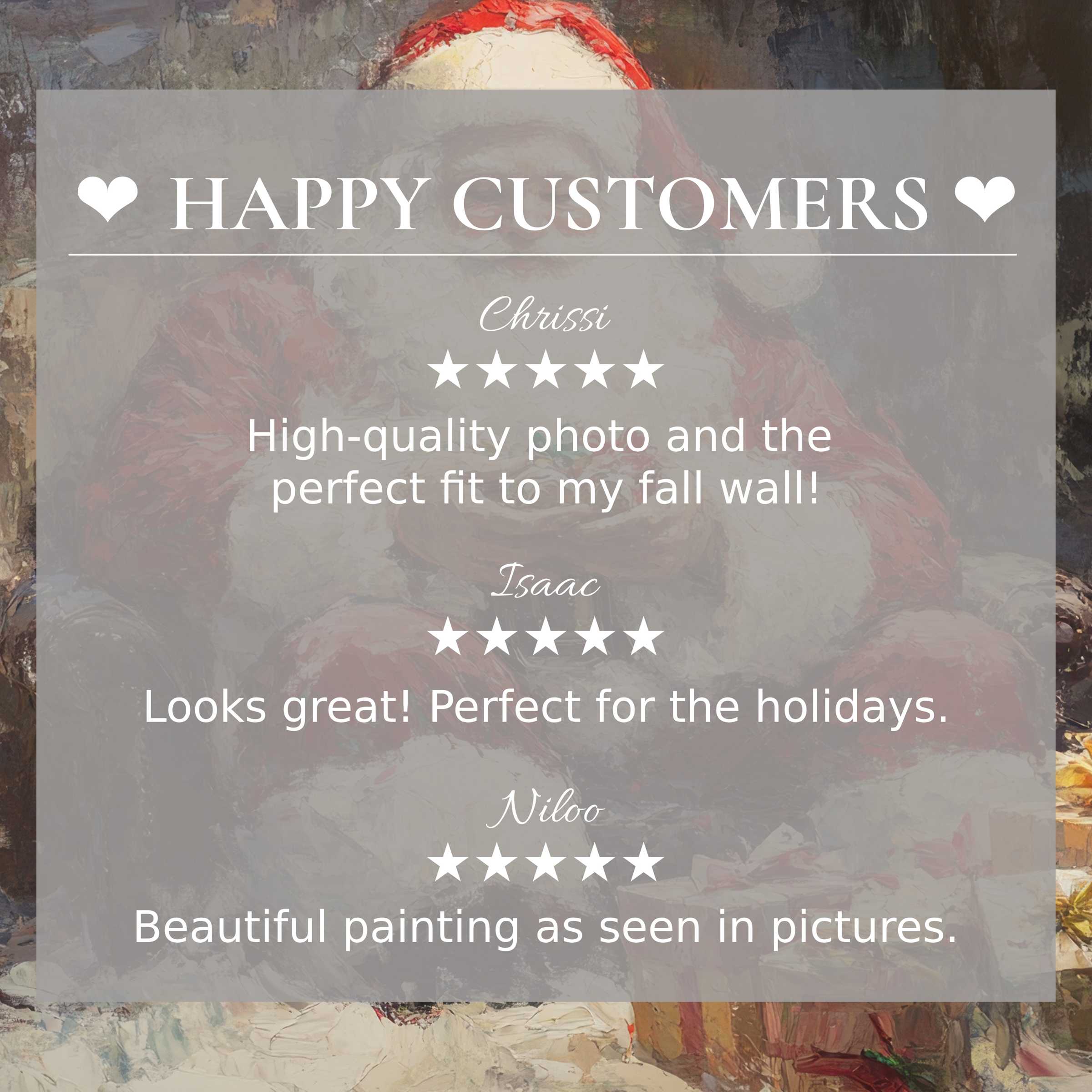 Elegant christmas art for Frame TV with abstract sunset hues and happy customer reviews building refined trust