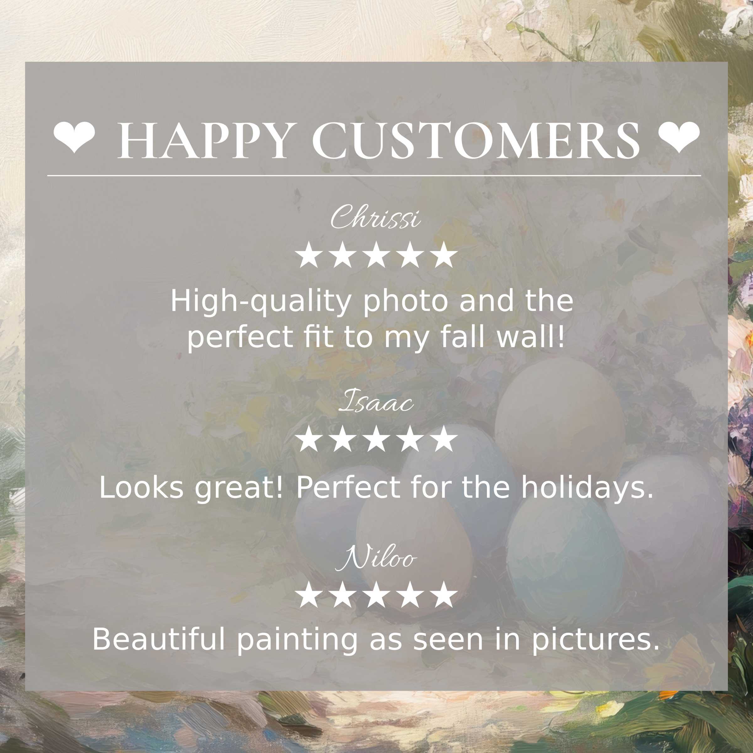 Elegant easter art for Frame TV with soft floral background, trusted by happy customers through glowing reviews