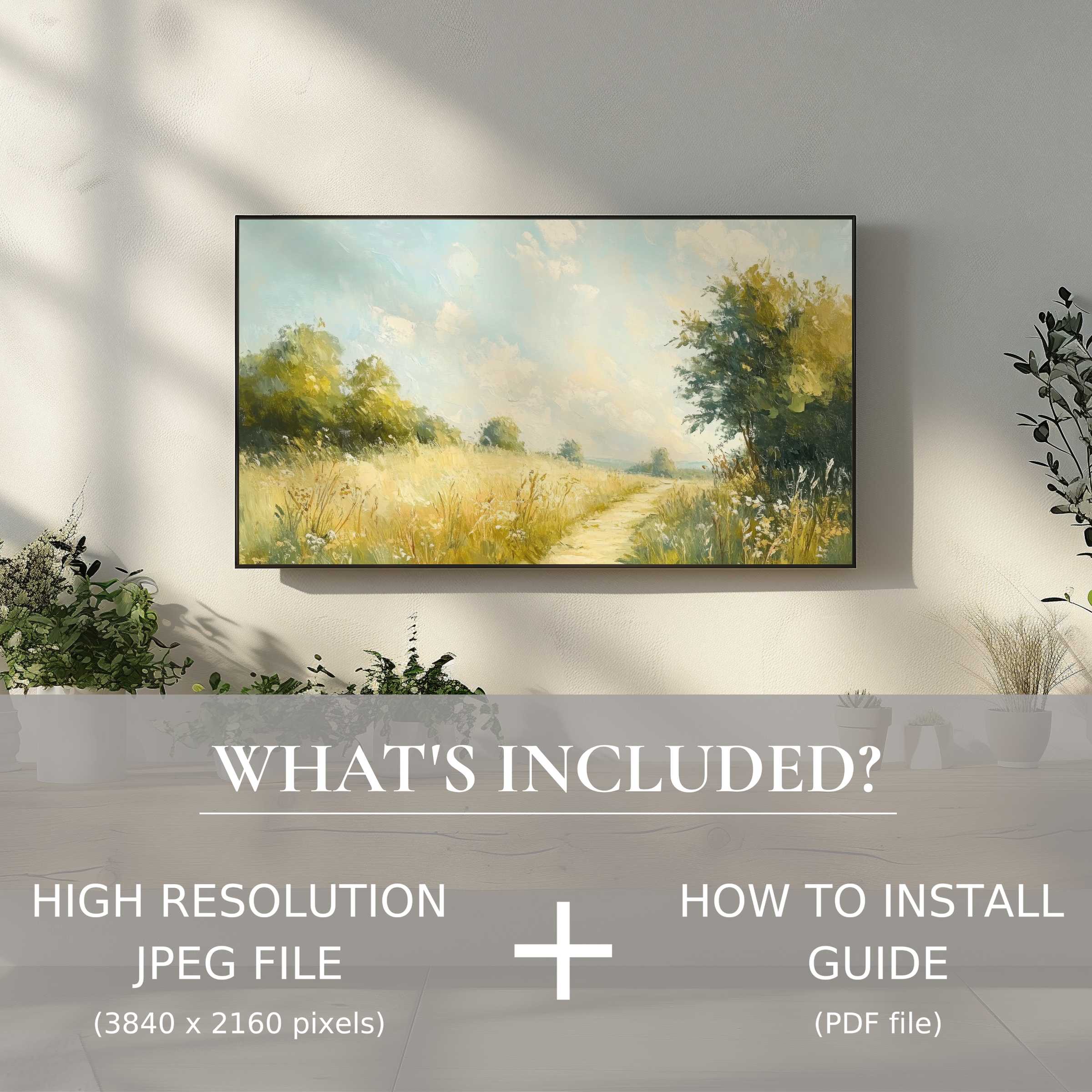 Elegant summer digital TV art download brightens living space with ease, merging nature’s beauty and modern decor