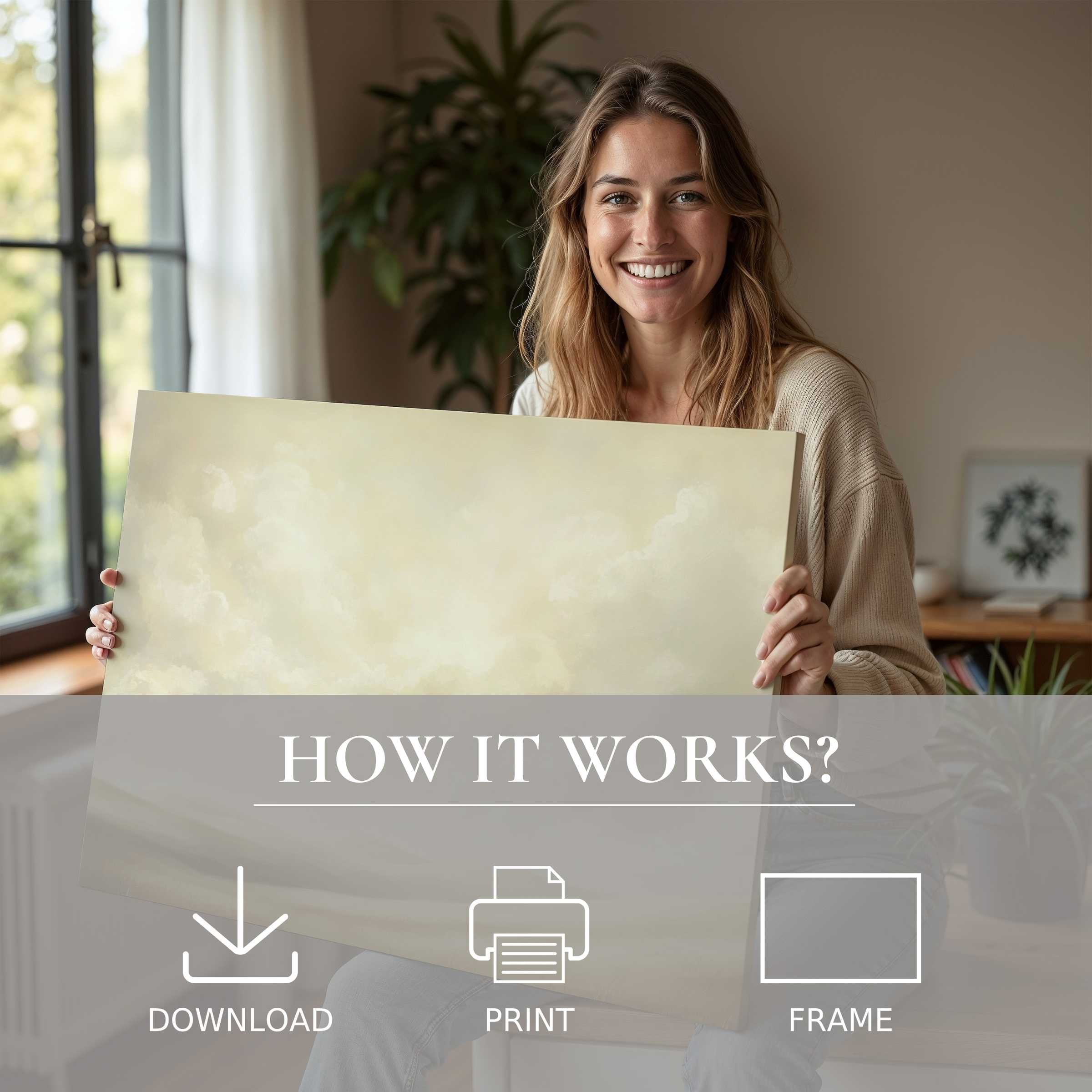 Radiating warmth and joy, this farmhouse digital art print transforms modern spaces into serene sanctuaries with effortless elegance