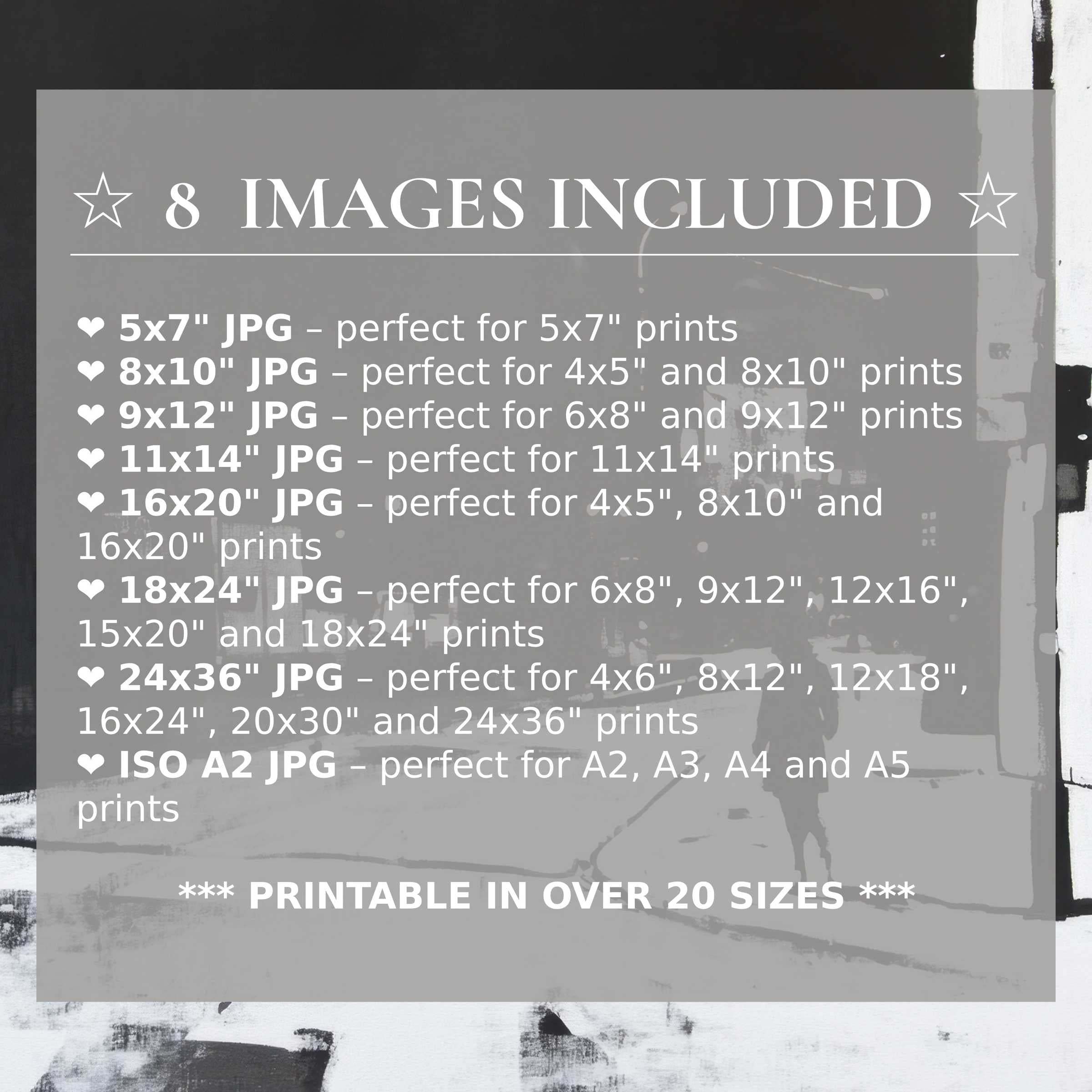 Tree digital print in serene greys and muted blacks, radiating calm sophistication; includes 8 high-quality sizes for seamless modern interior styling