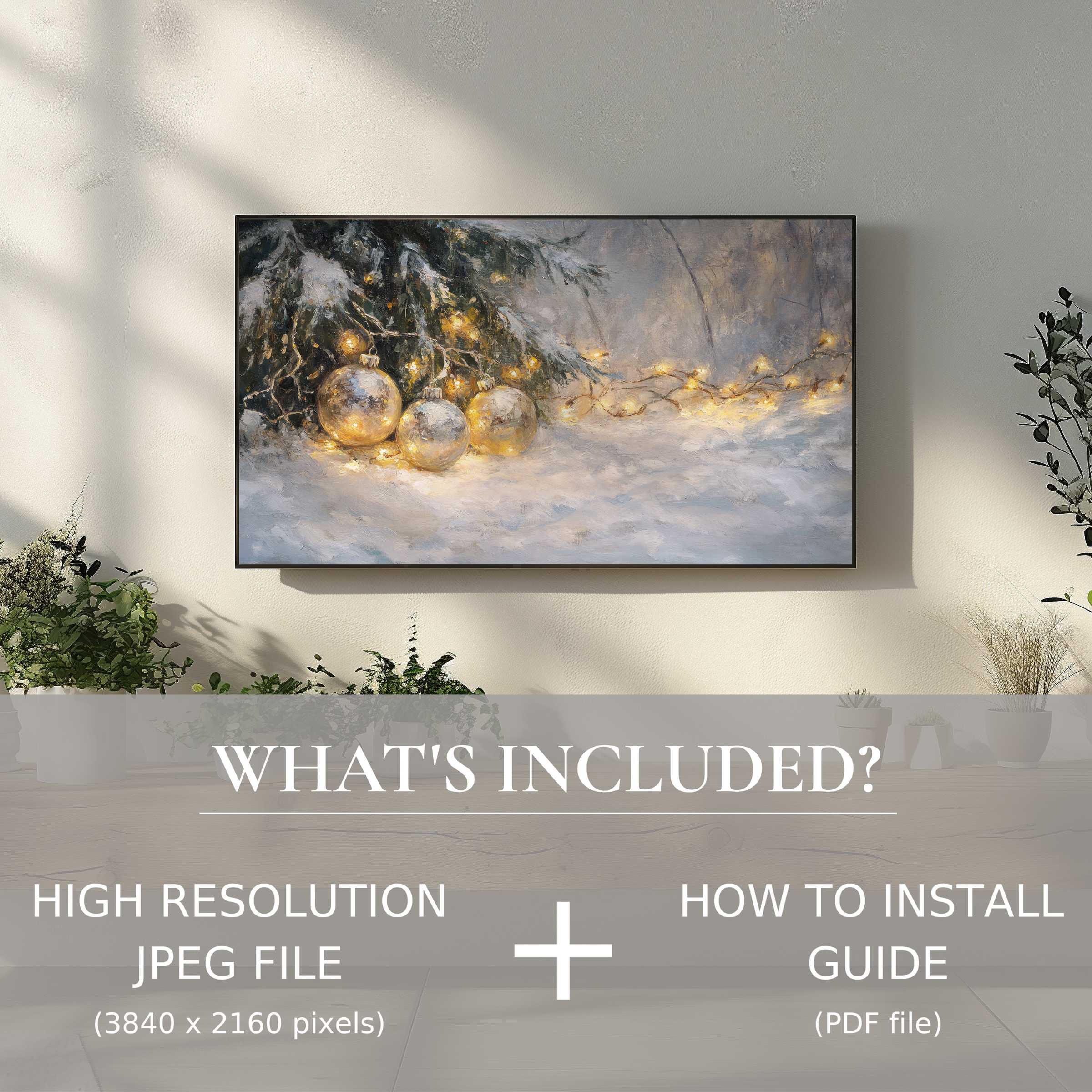 Elegant Christmas digital TV art download with easy use, enhancing your modern living space with warm festive charm