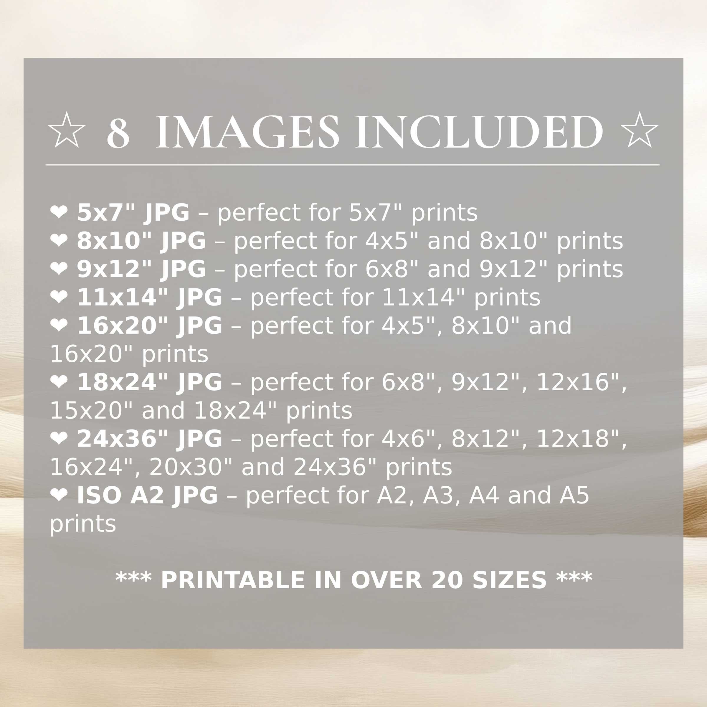 Neutral digital print in serene greys and soft beige tones, delivering radiant calm and timeless elegance in 8 high-quality sizes included