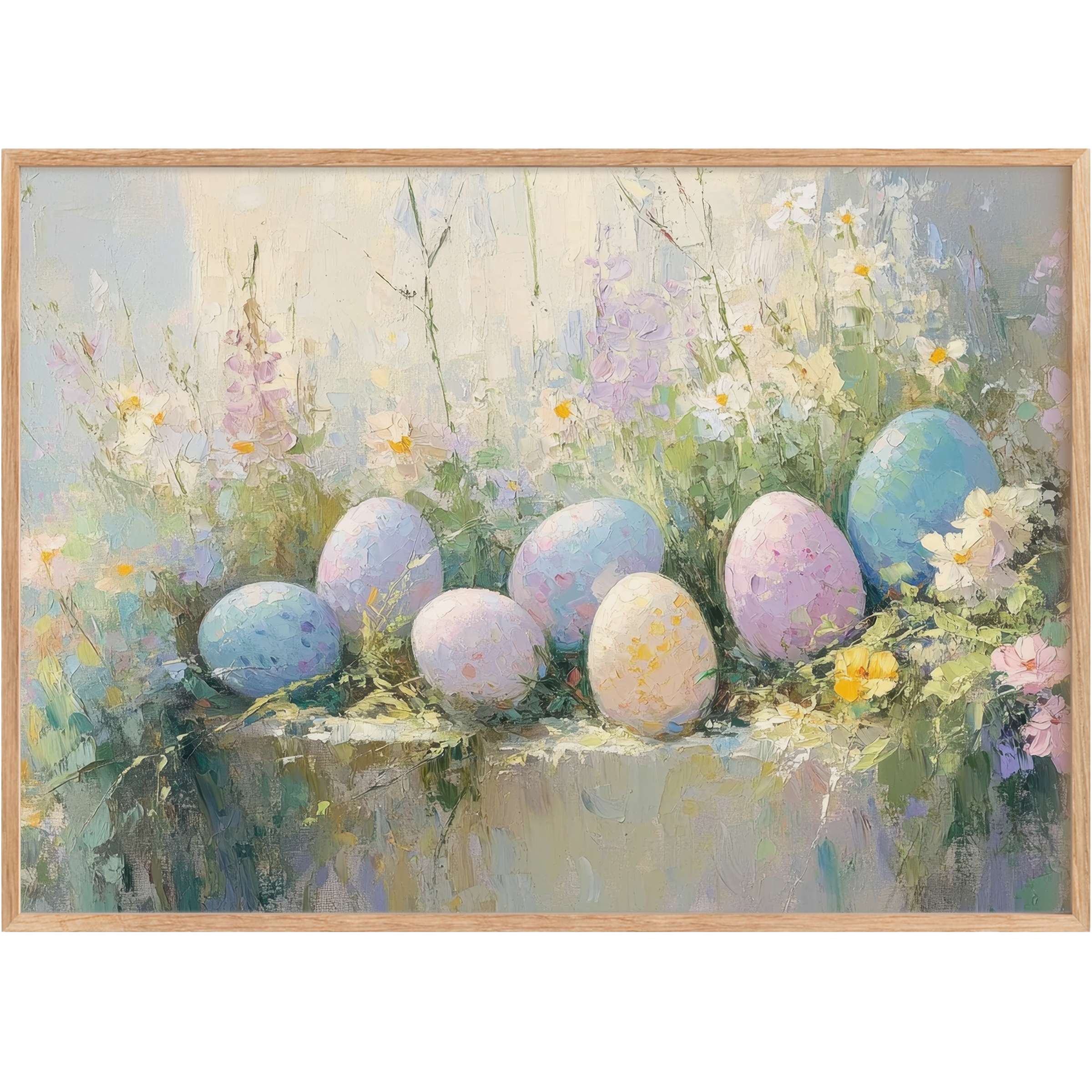 Soft pastel hues and delicate florals create a radiant, serene backdrop in this elegant easter printable wall art