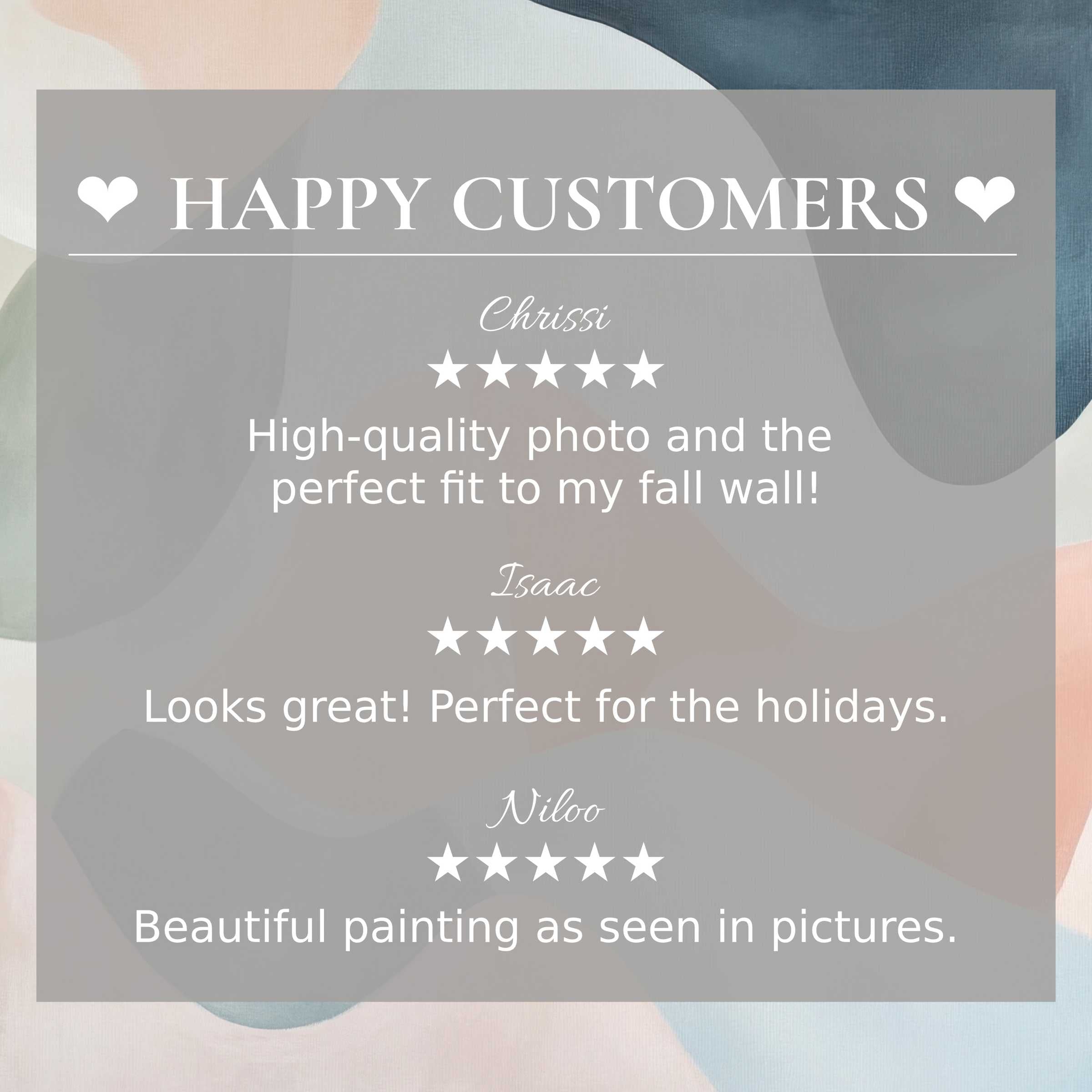 Abstract art for Frame TV in soft sunset hues with happy customer reviews building trust and elegant appeal