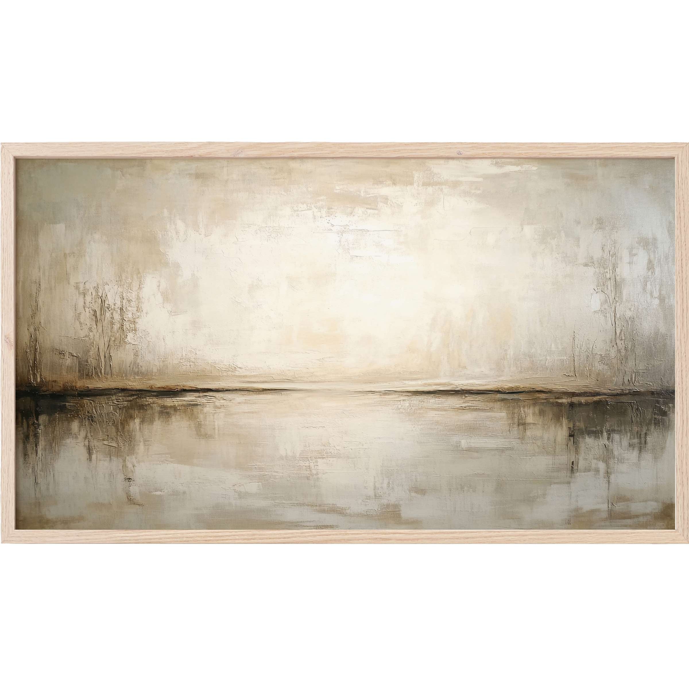 Ethereal landscape in muted beige and gray tones with textured depth, framed as vintage Frame TV Art