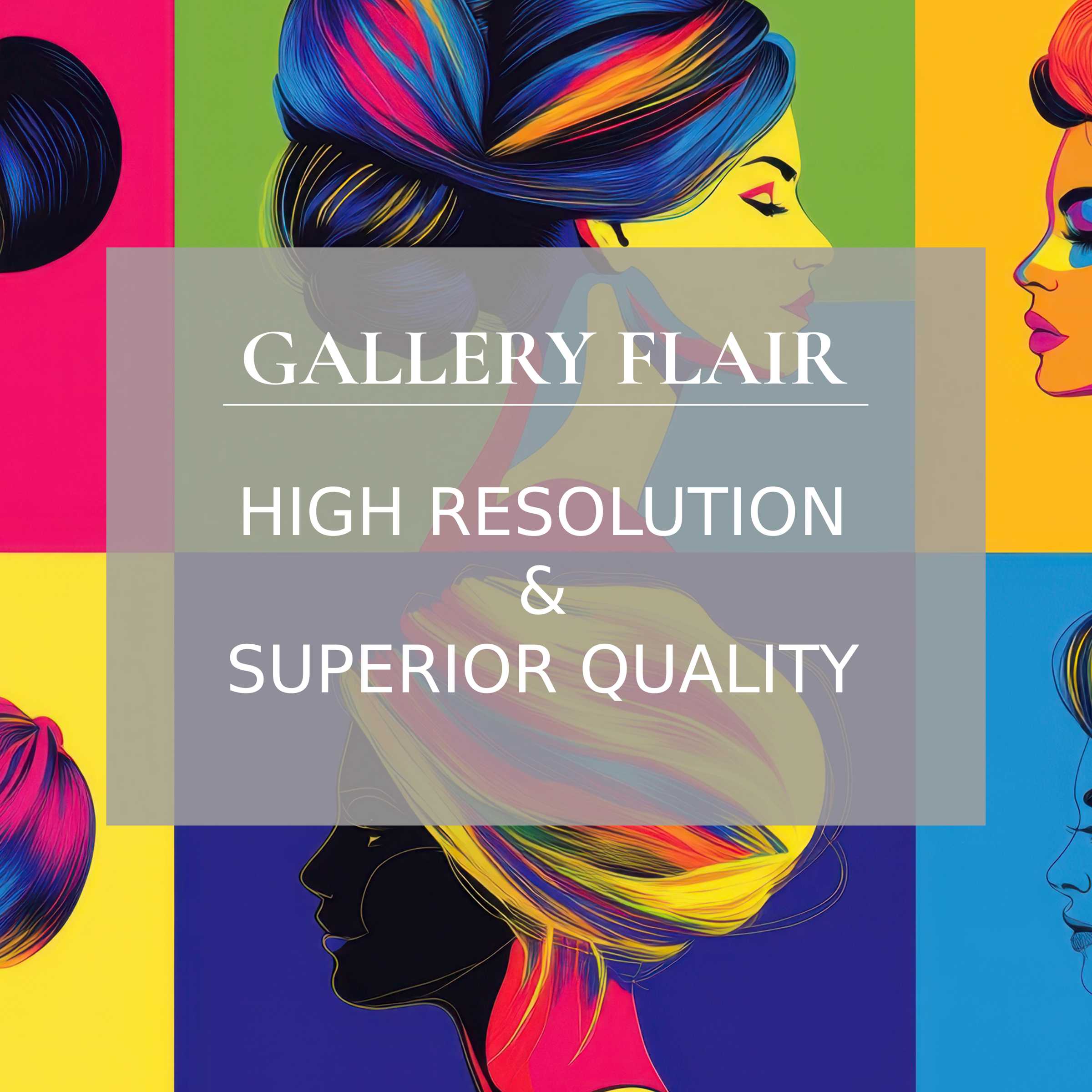 Vibrant pop art Frame TV picture featuring elegant female profiles in bold, high-resolution, visually crisp color blocks