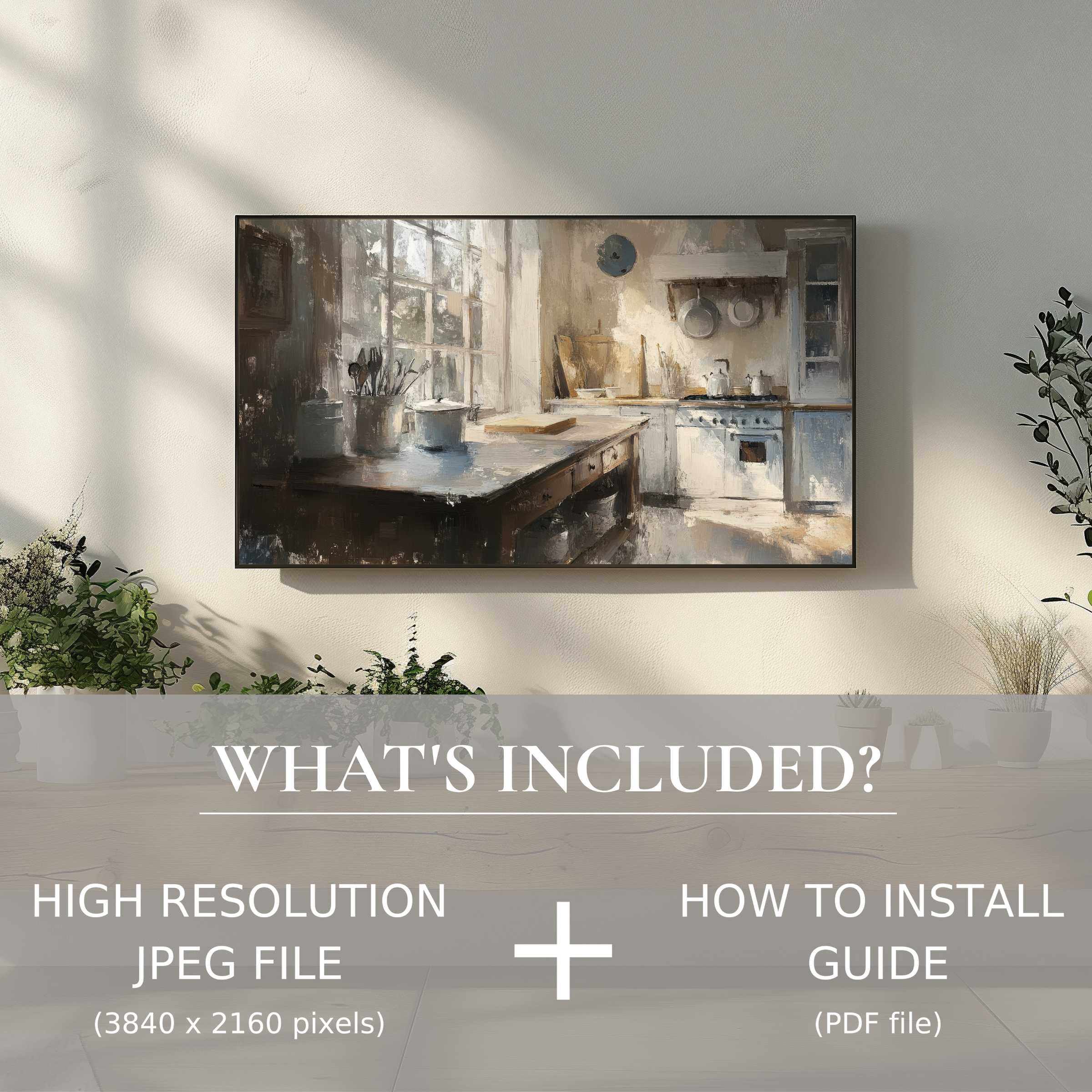 Elegant farmhouse digital TV art download brings easy styling and timeless charm, enhancing any modern living space