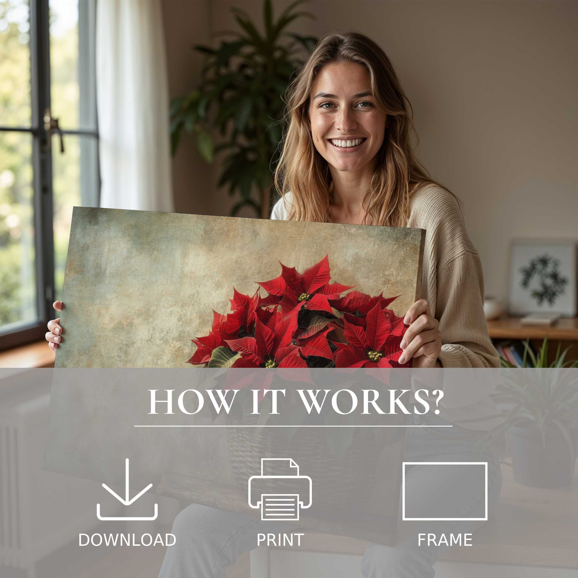 Elegant Christmas digital art print captured in a modern home, inspiring warmth, connection, and effortless style