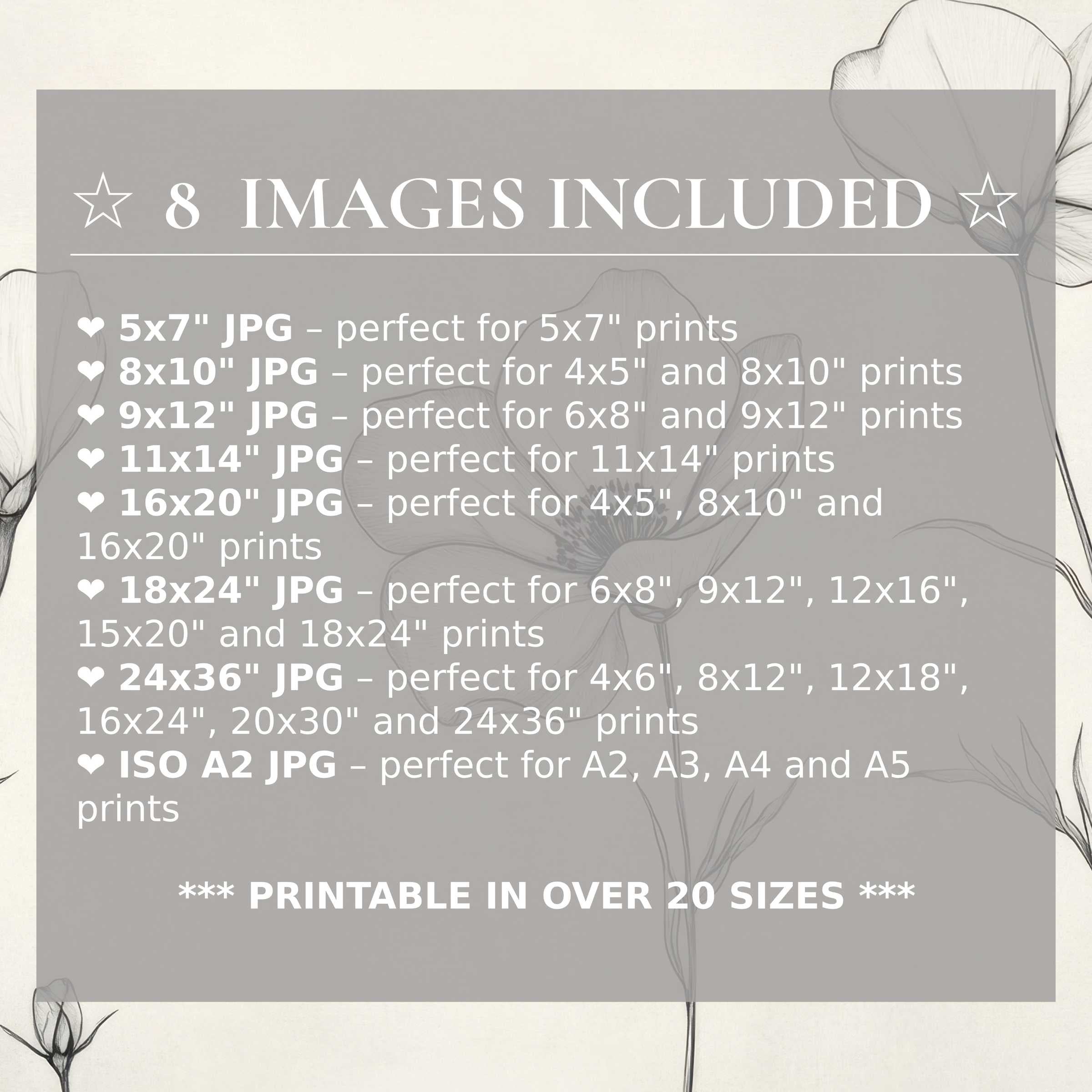 Minimalist digital print in soothing grayscale whispers of elegance, offered in 8 high-quality sizes included with download, perfect for elevating modern interiors with refined versatility and timeless style
