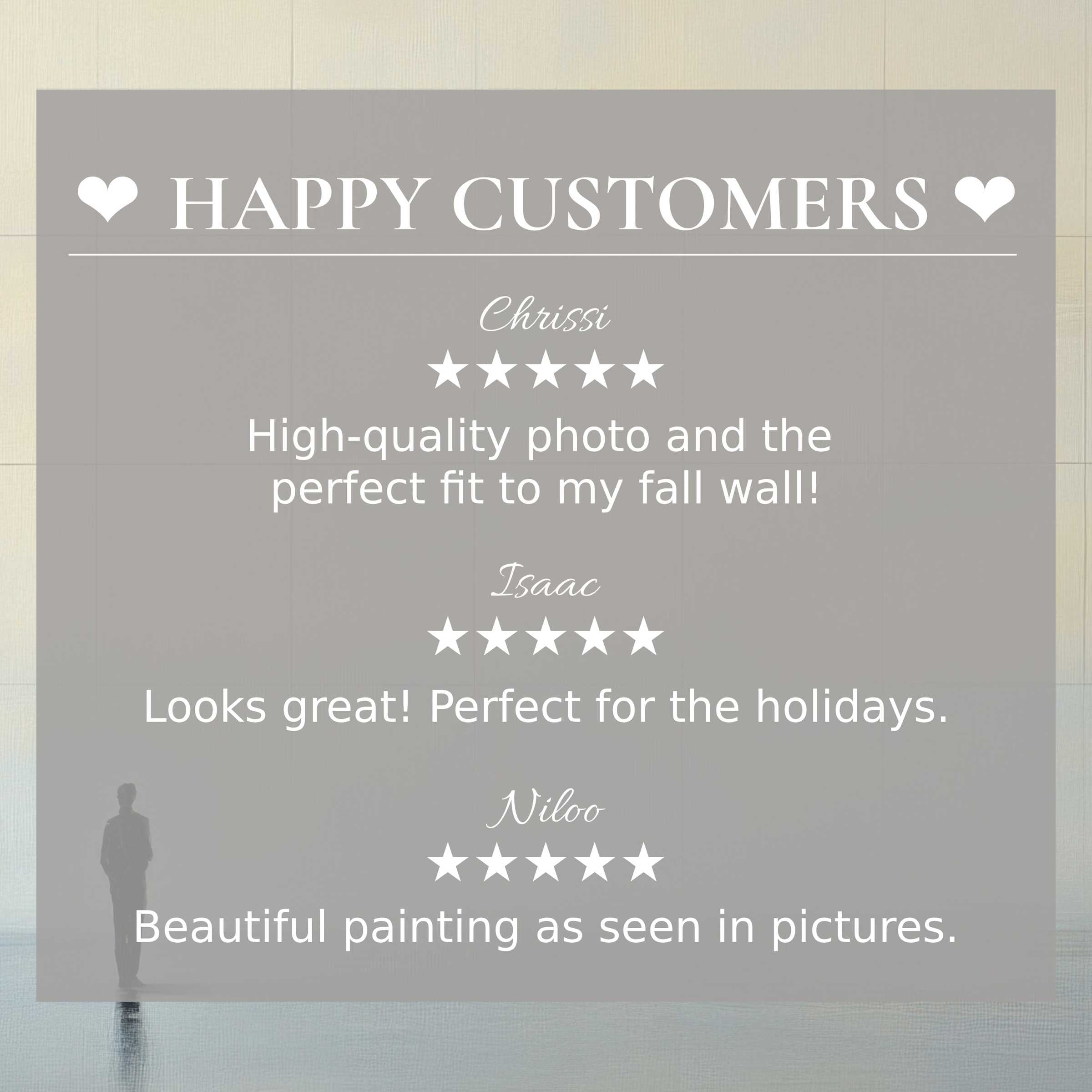 Neutral art for Frame TV with soft sunset hues and happy customer reviews building trust and elegant appeal