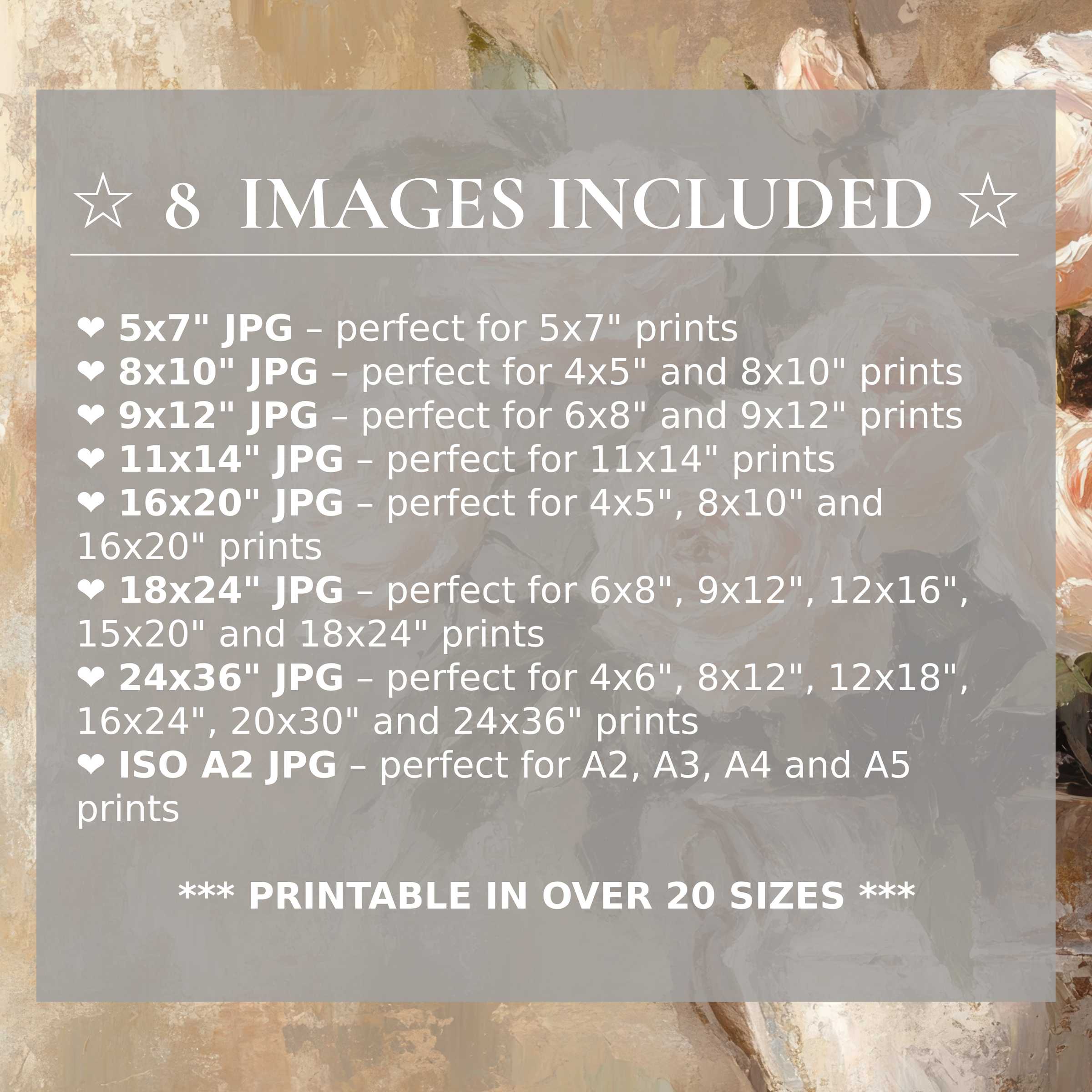 Radiant floral digital print in soft blush and earthy tones, elevating modern interiors with style; includes 8 high-quality sizes