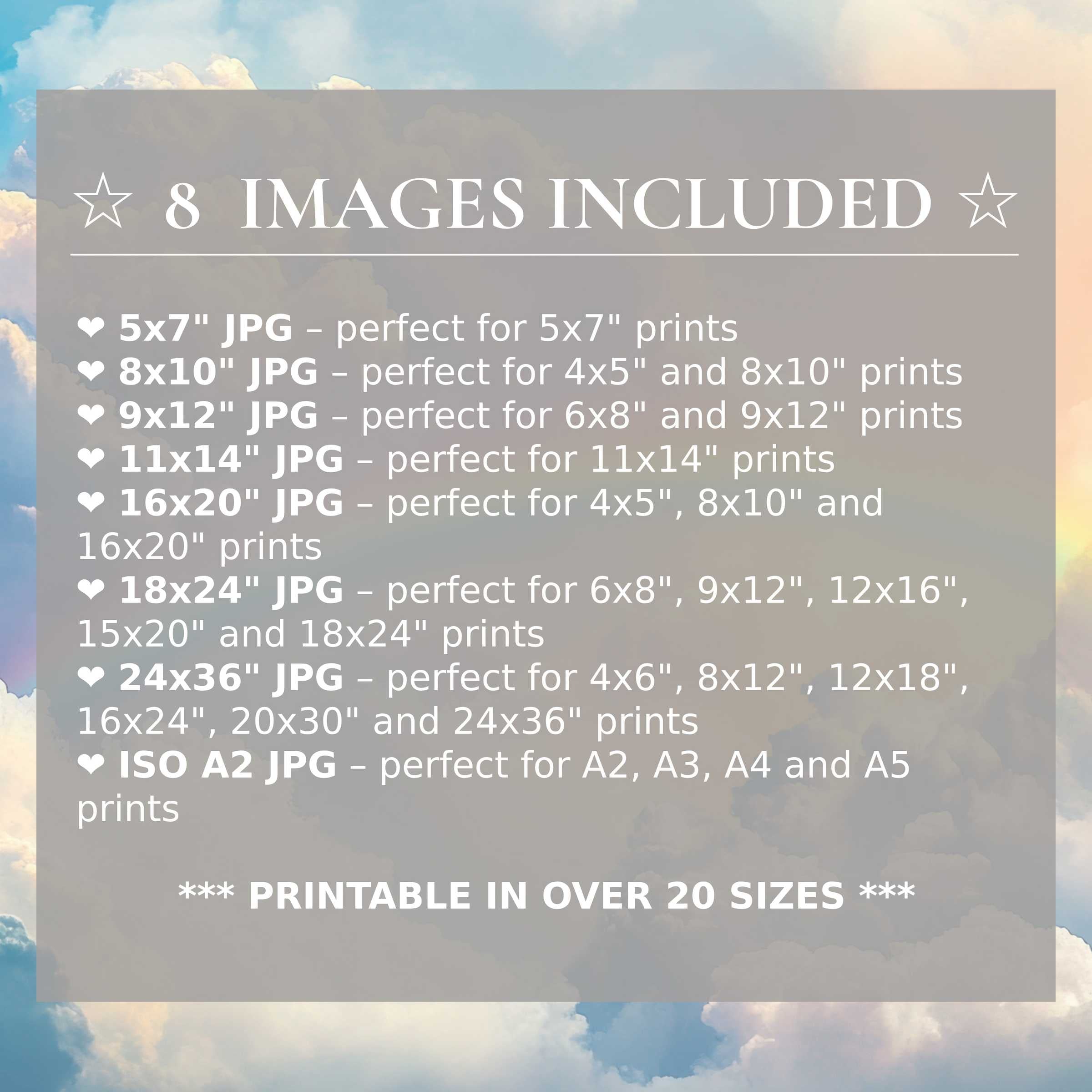 Nursery digital print with serene sky-blue and soft cream hues evokes calm elegance; includes 8 high-quality sizes to enhance modern interiors