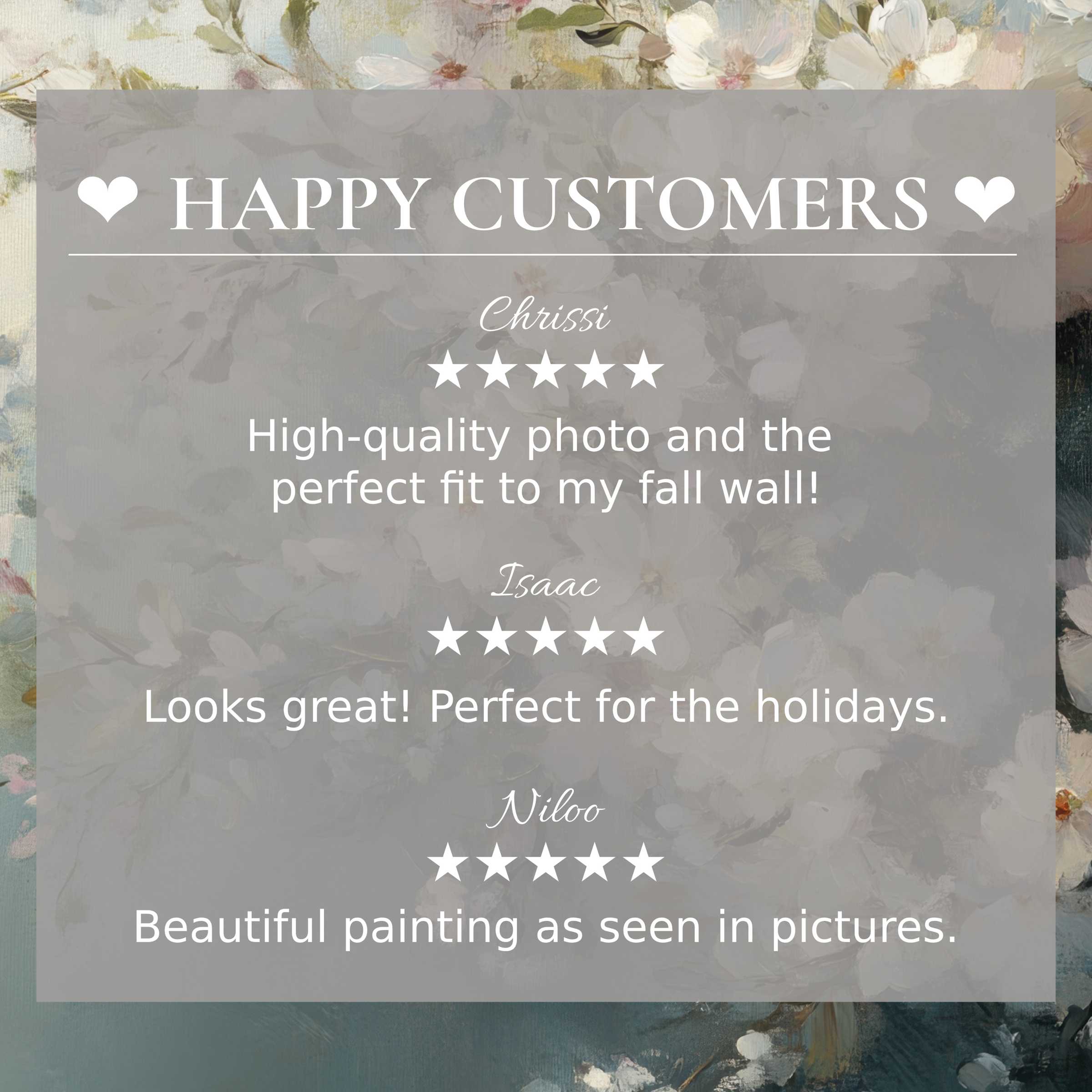 Elegant easter art for Frame TV with soft floral background; happy customer reviews build trust and allure