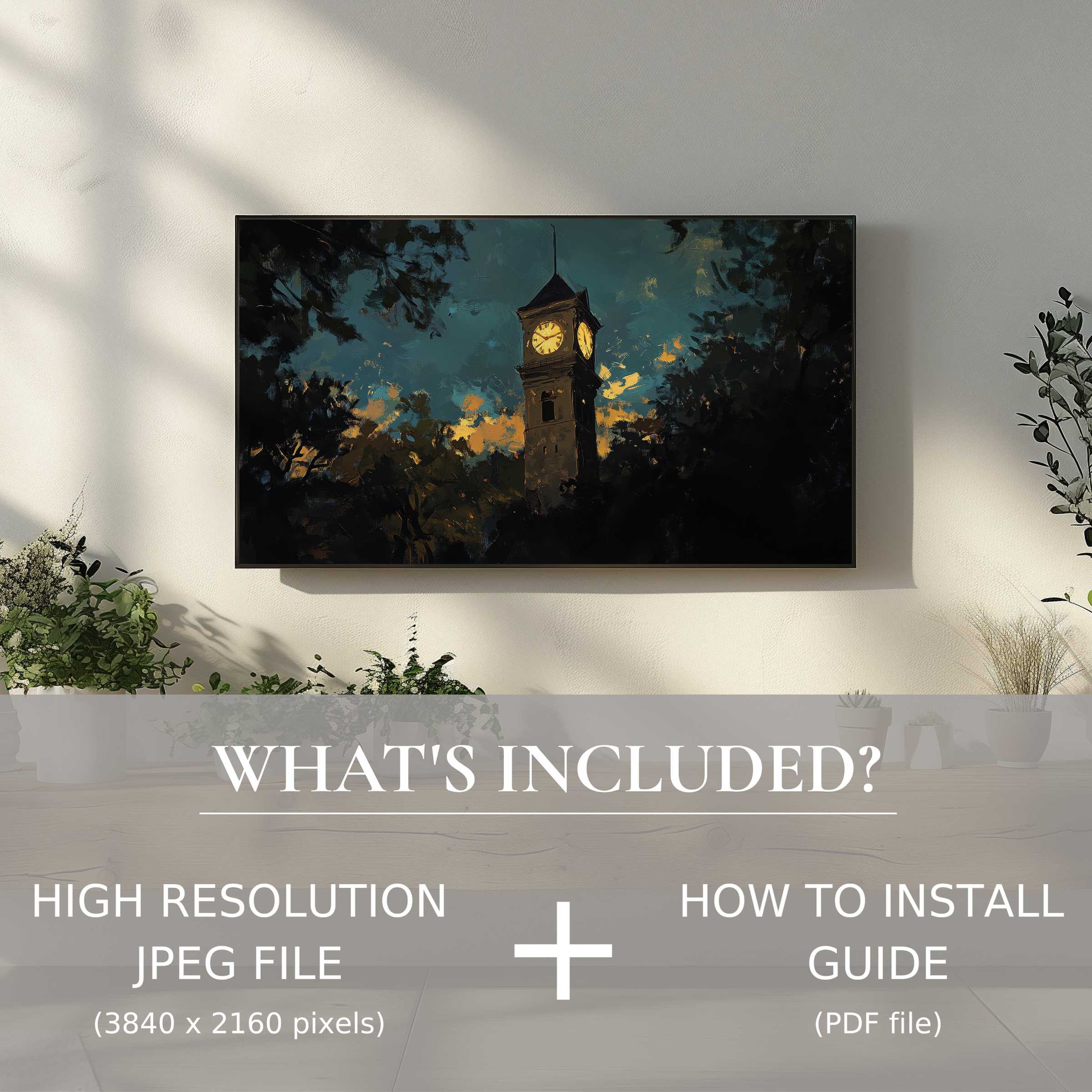 Elegant urban digital TV art download, easy to use, elevates modern living spaces with high-res cityscape charm