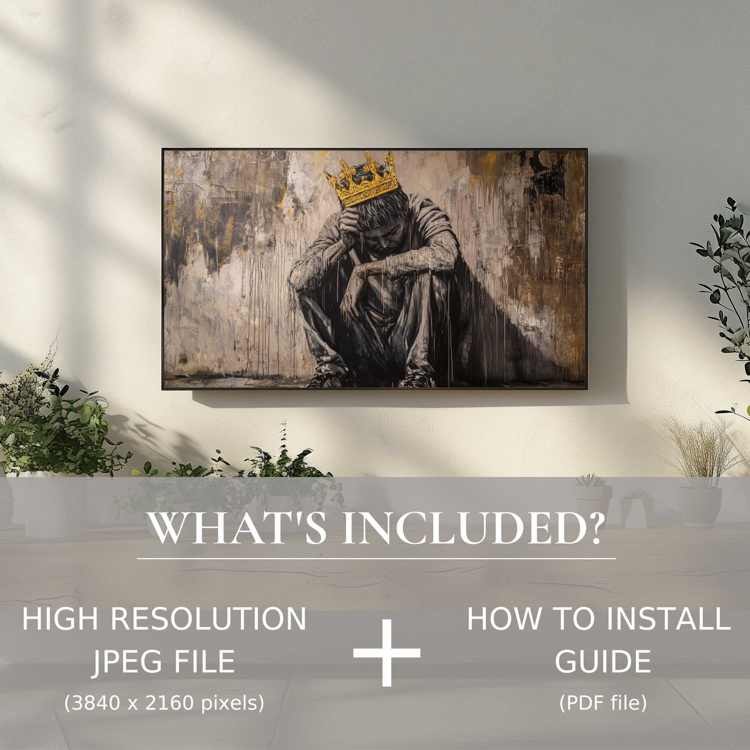 Street art digital TV art download, easy to use digital decor, elevates modern living spaces with bold style