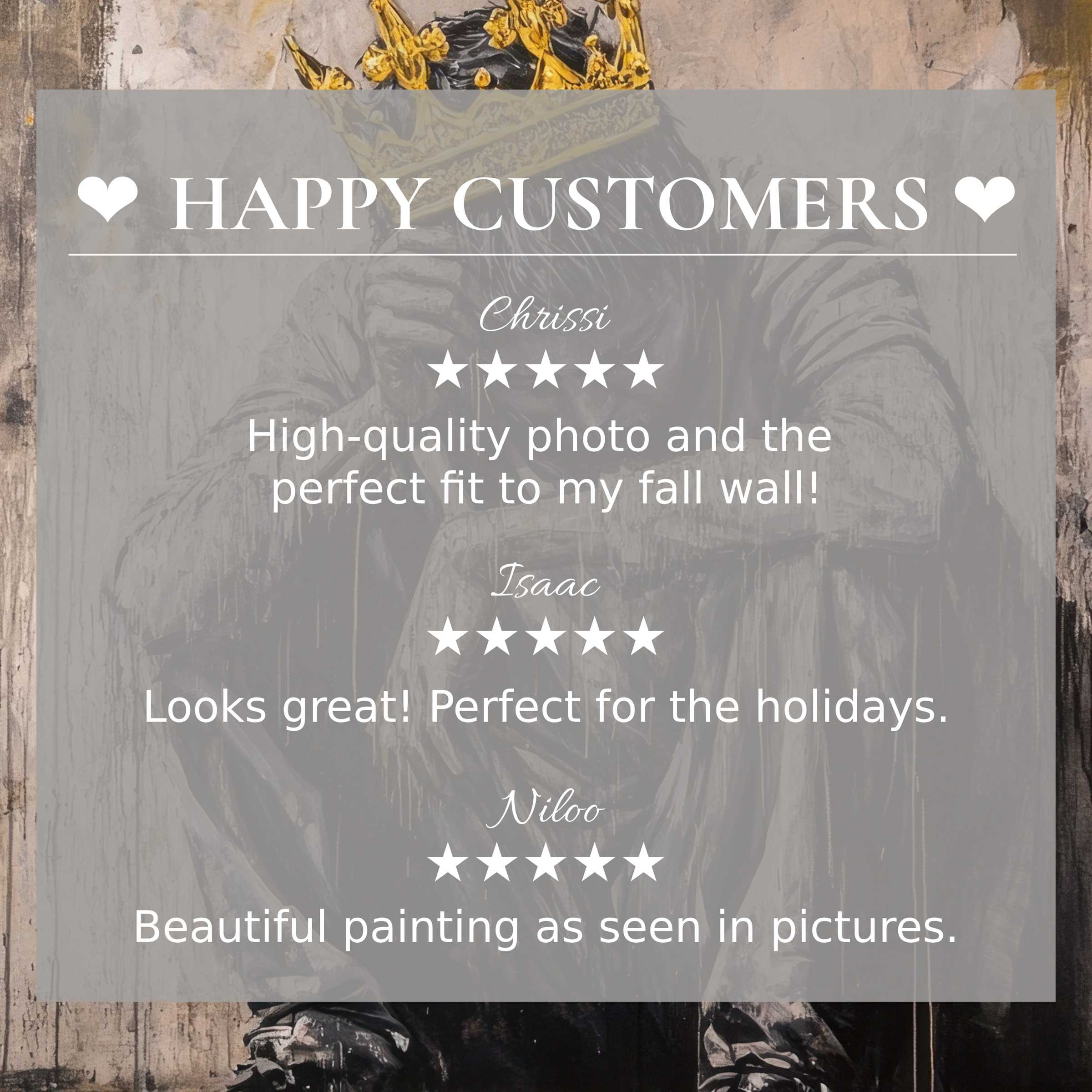 Refined street art for Frame TV with warm ochre accents; happy customer reviews build trust in its elegant appeal