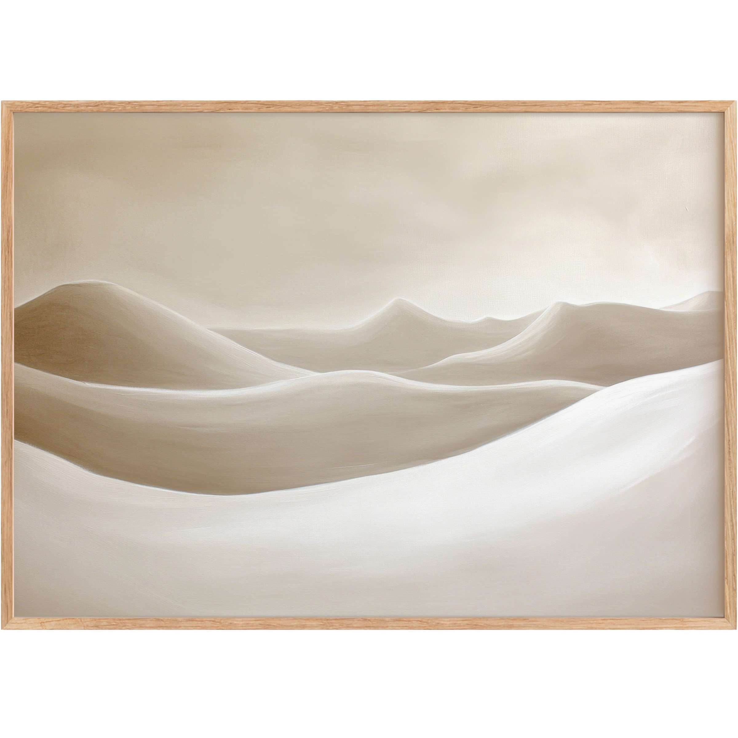 Serene neutral printable wall art featuring soft beige dunes, evoking a calming, elegant atmosphere for refined interiors