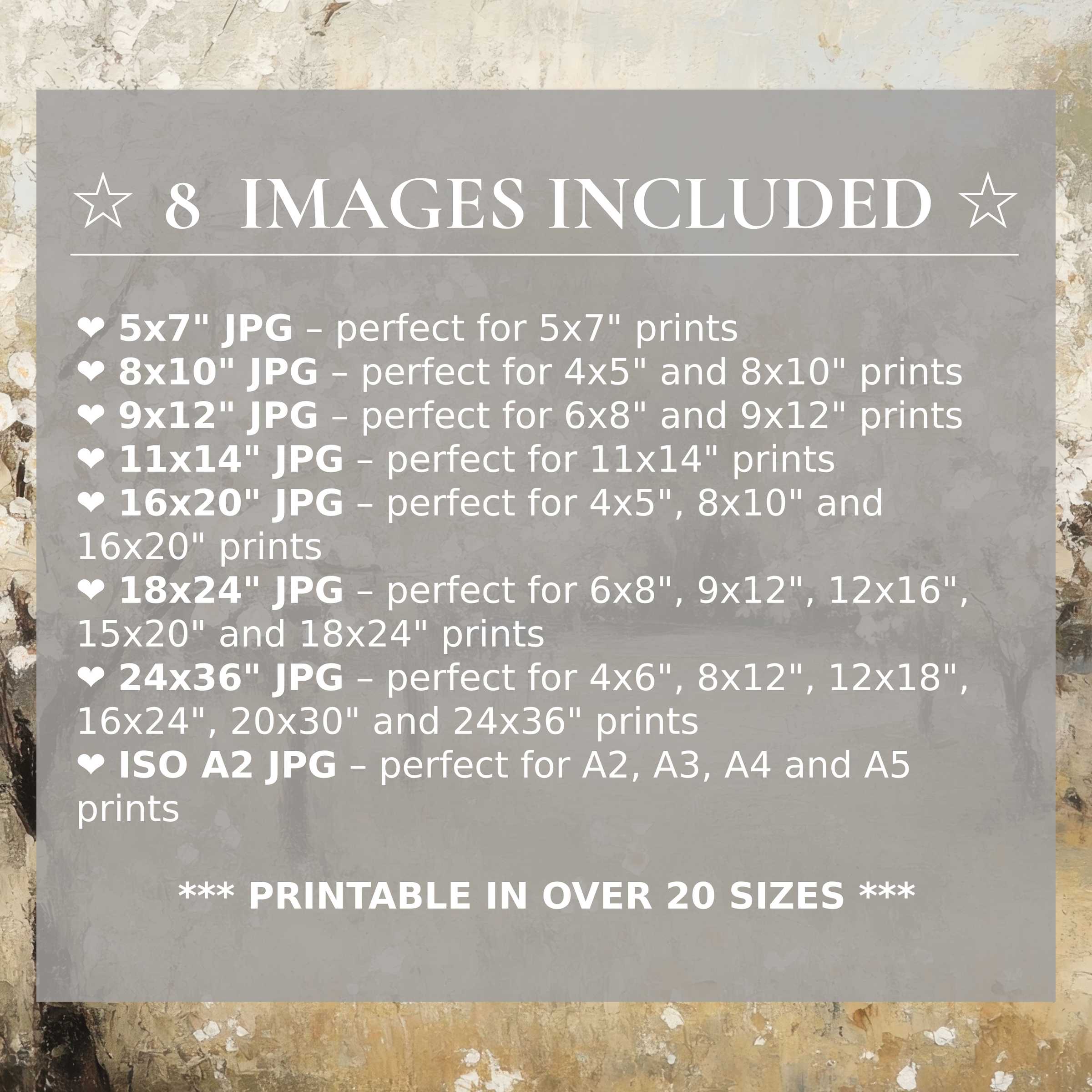 Vintage digital print exuding warm earth tones and soft neutrals, available in 8 high-quality sizes included for versatile, elegant modern interiors