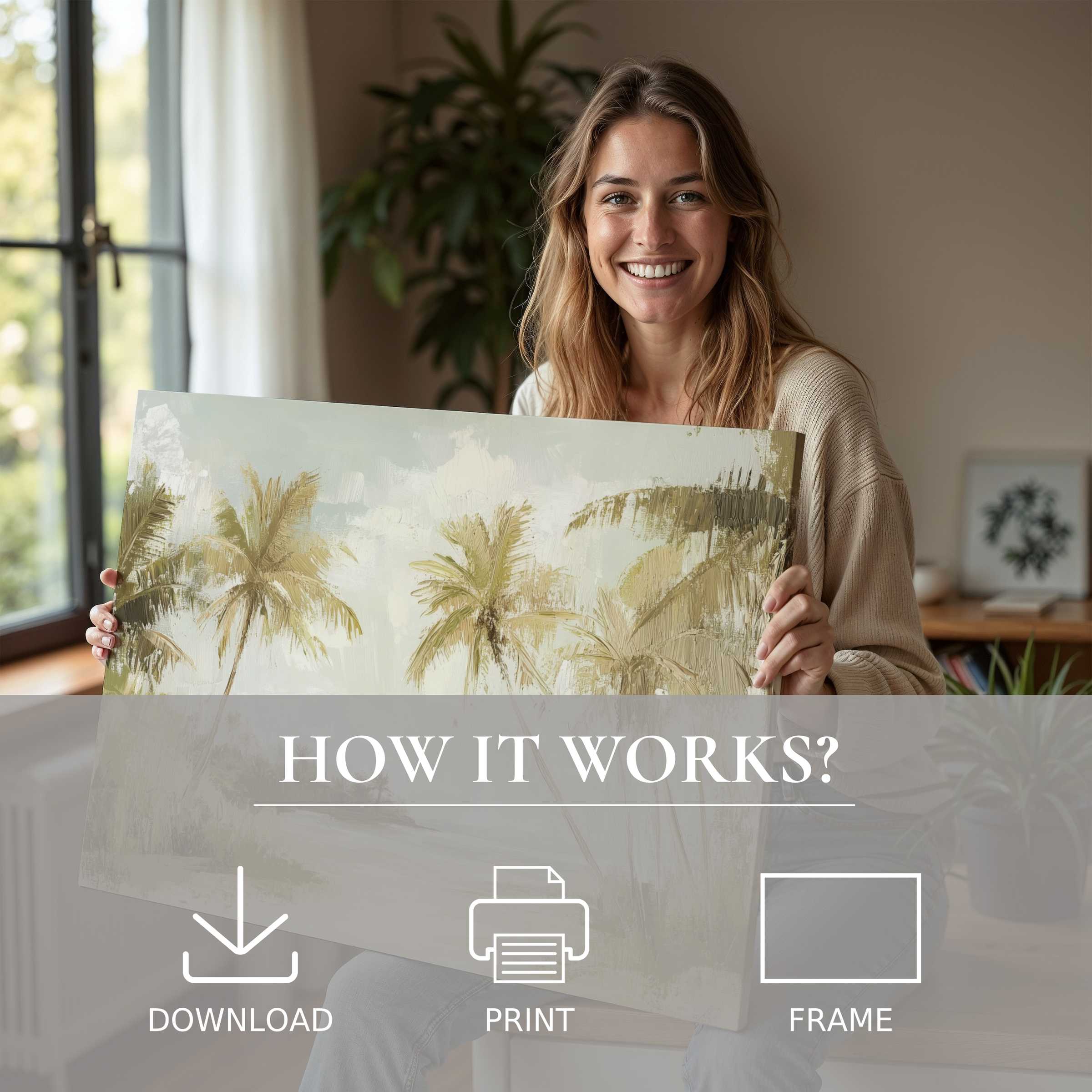 Bright, airy moment showcasing a tree digital art print, inspiring joy and effortless elegance in modern home decor