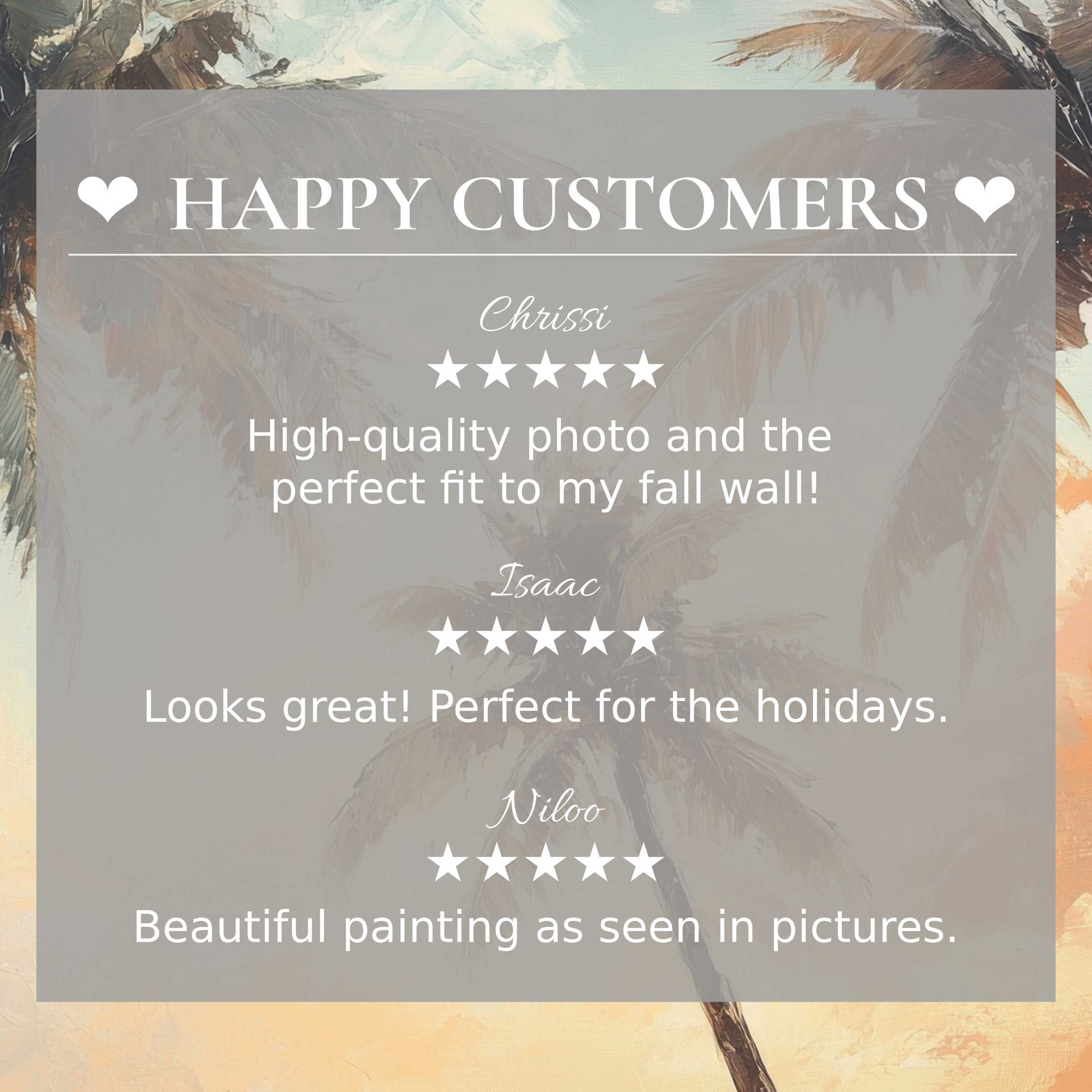 Refined beach art for Frame TV with abstract sunset hues, showcasing happy customer reviews and elegant design appeal