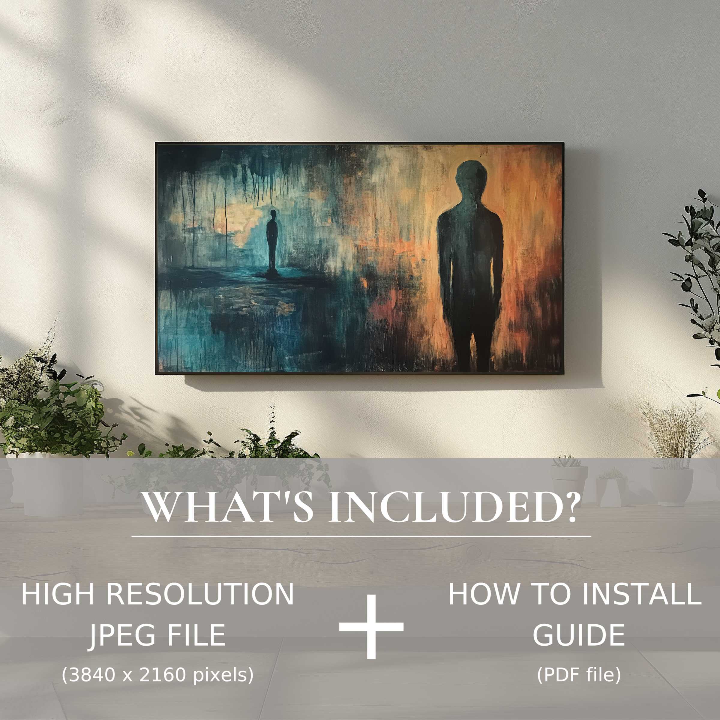 Stylish modern digital TV art download enhances living spaces with easy digital use and captivating abstract figures