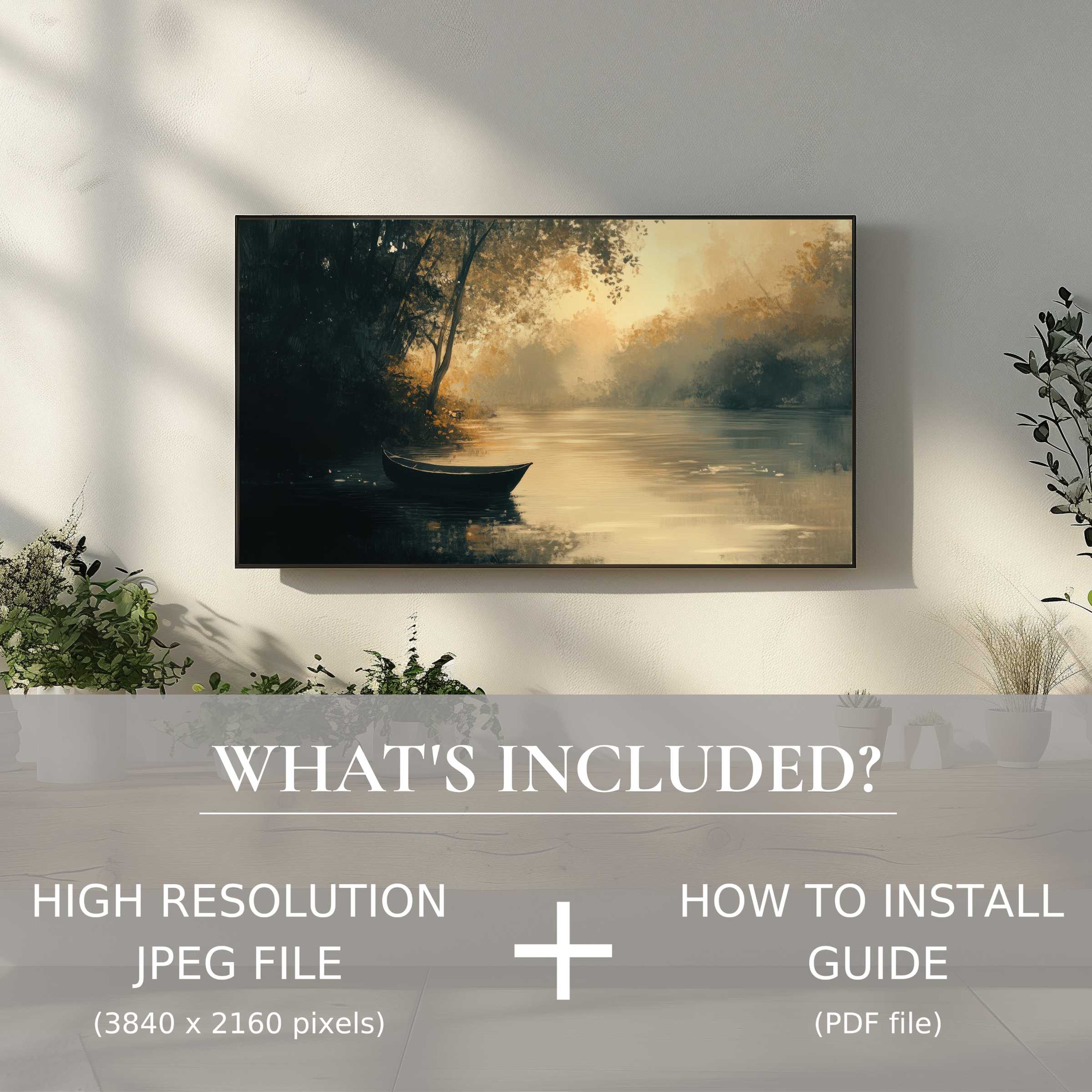 Elegant landscape digital TV art download, easy to use, enhances living spaces with serene natural beauty