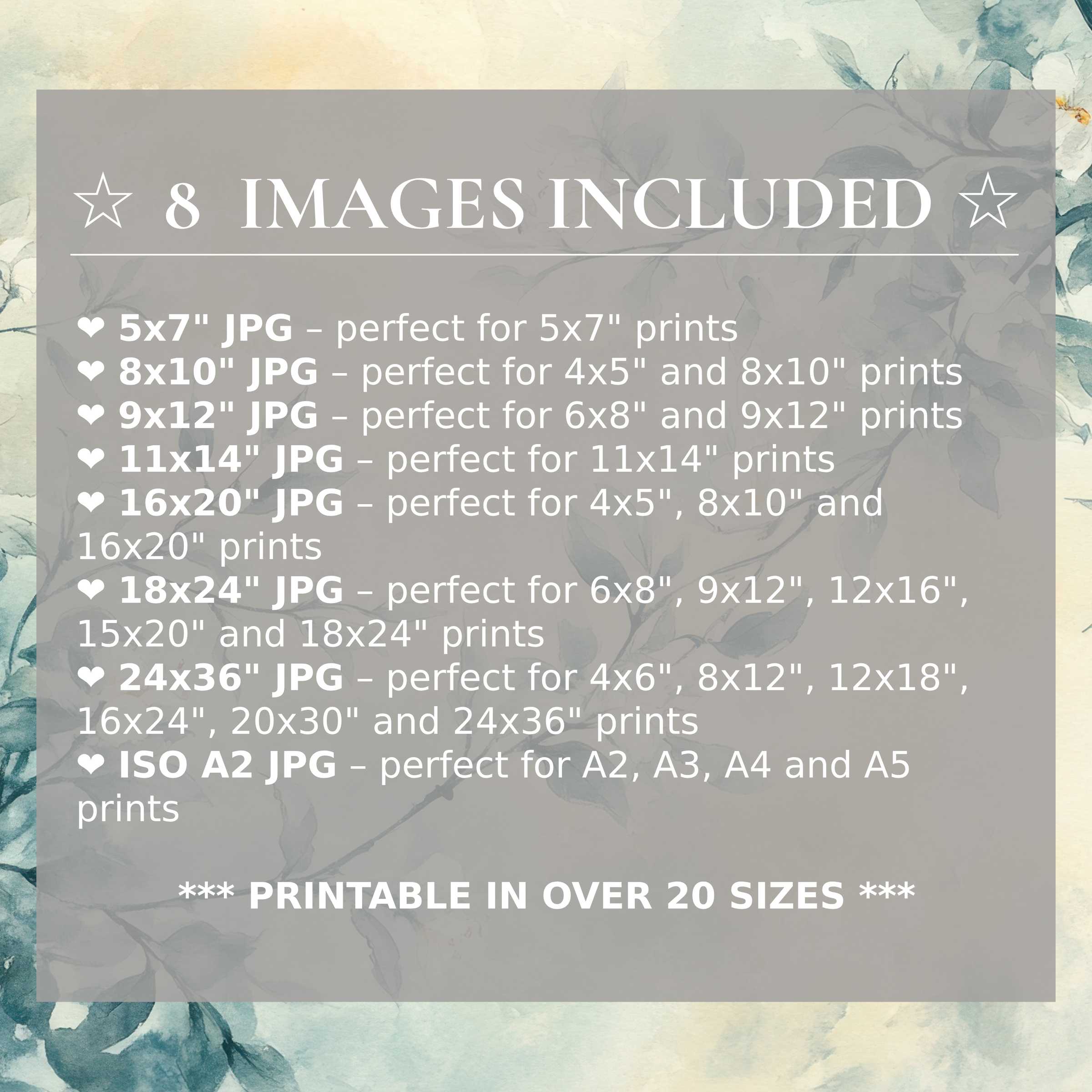 Floral digital print in calming blues and soft neutrals, offering radiant elegance and style in 8 high-quality sizes to elevate modern interiors with effortless versatility