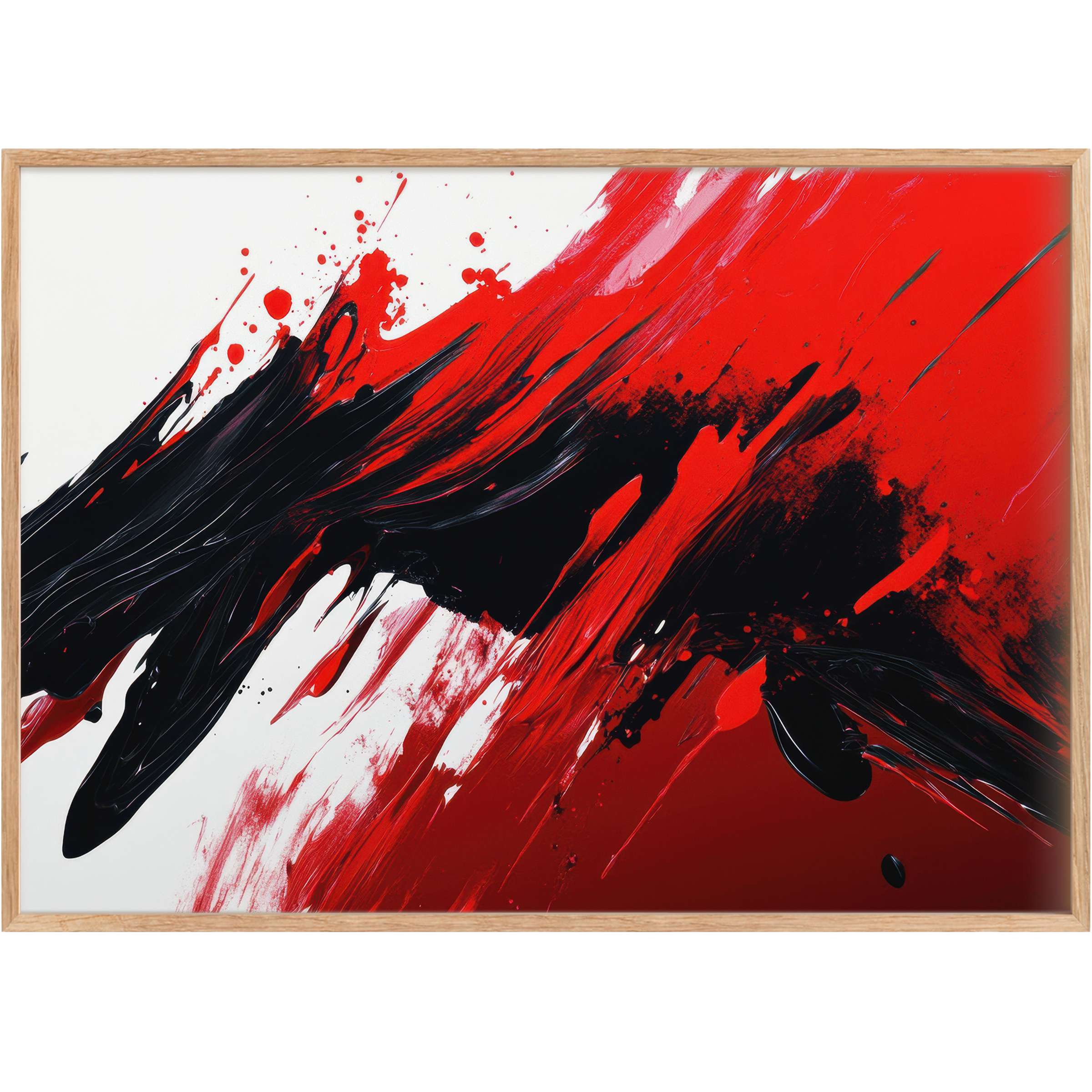 Abstract printable wall art featuring bold red and deep black strokes, igniting dynamic energy and fierce sophistication