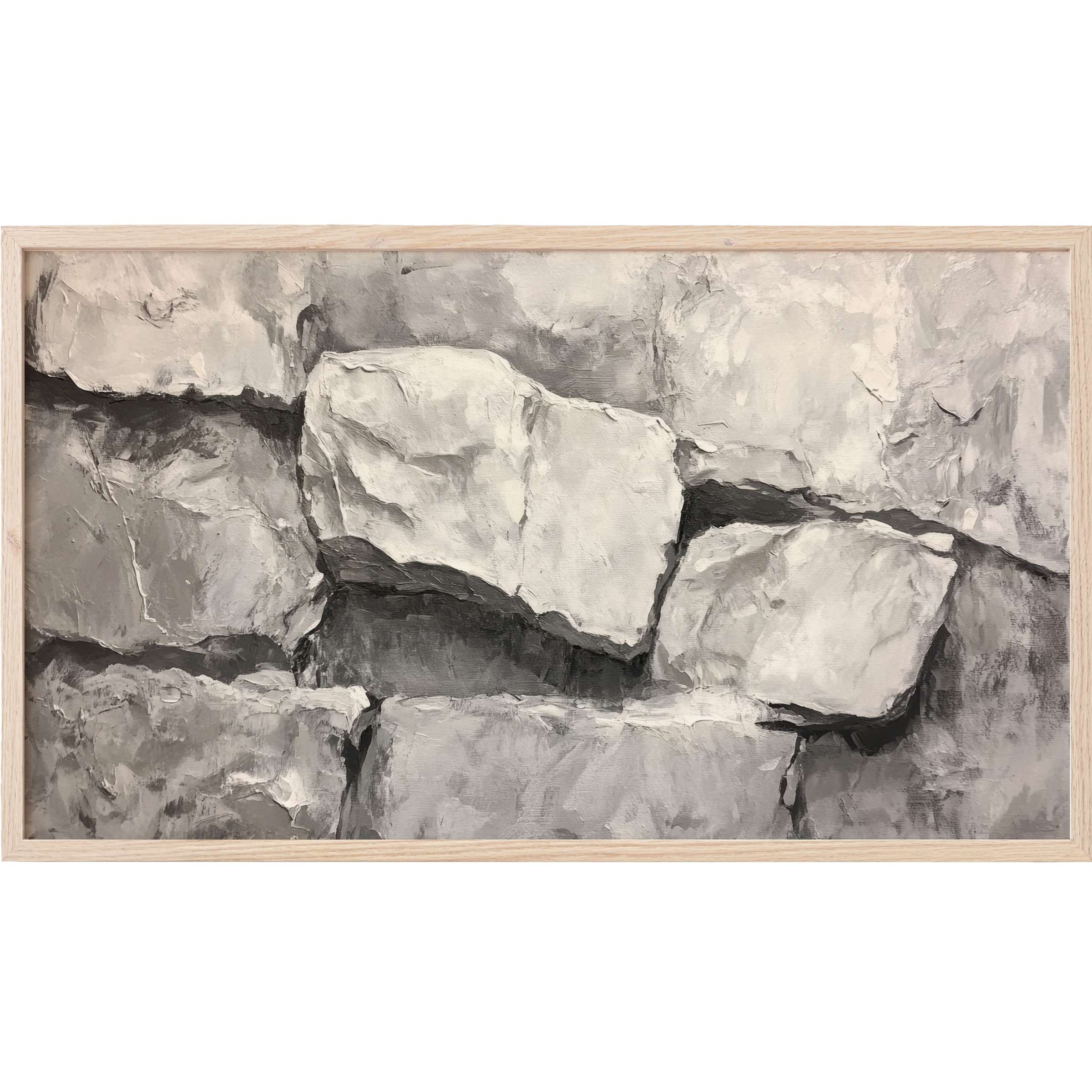 Textured abstract depiction of gray stone blocks in soft neutrals, perfect as refined neutral Frame TV Art