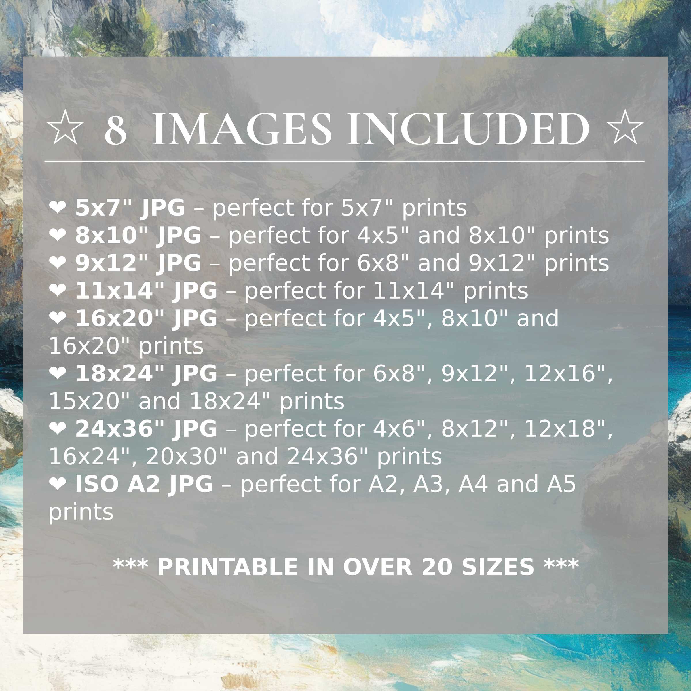 Radiant beach digital print in serene blues and soft neutrals, offered in 8 high-quality sizes to elevate modern interiors with effortless style and versatility