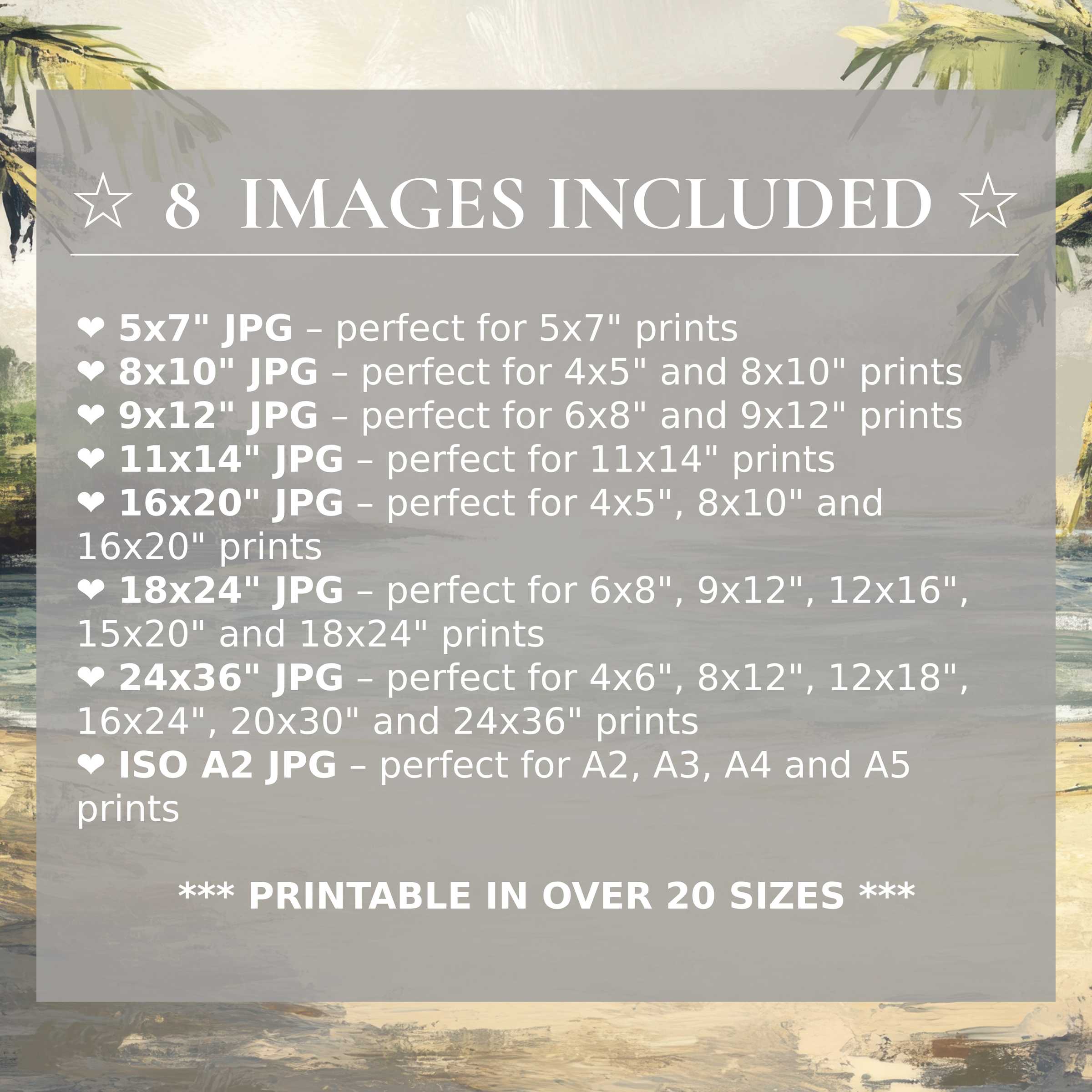 Radiant summer digital print in soothing greens and yellows, elevating modern interiors with 8 high-quality sizes included