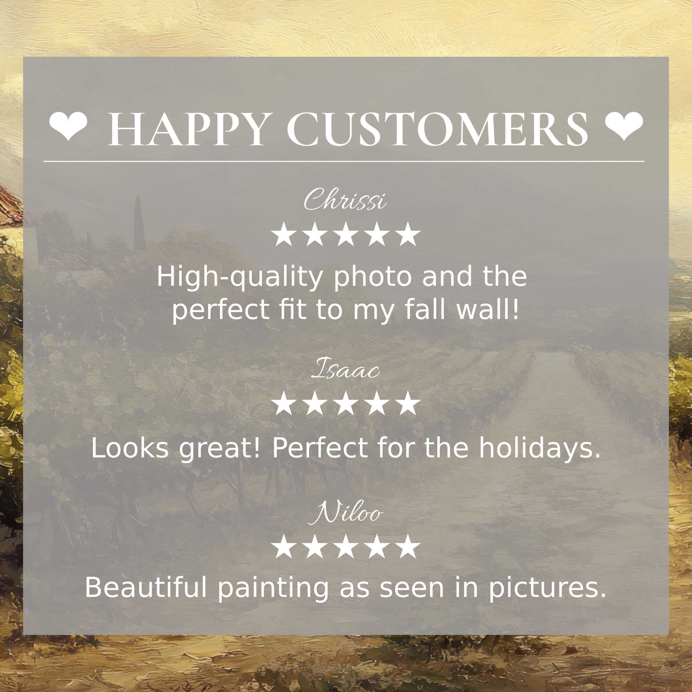 Refined landscape art for Frame TV with abstract sunset tones; happy customer reviews build trust and showcase elegance