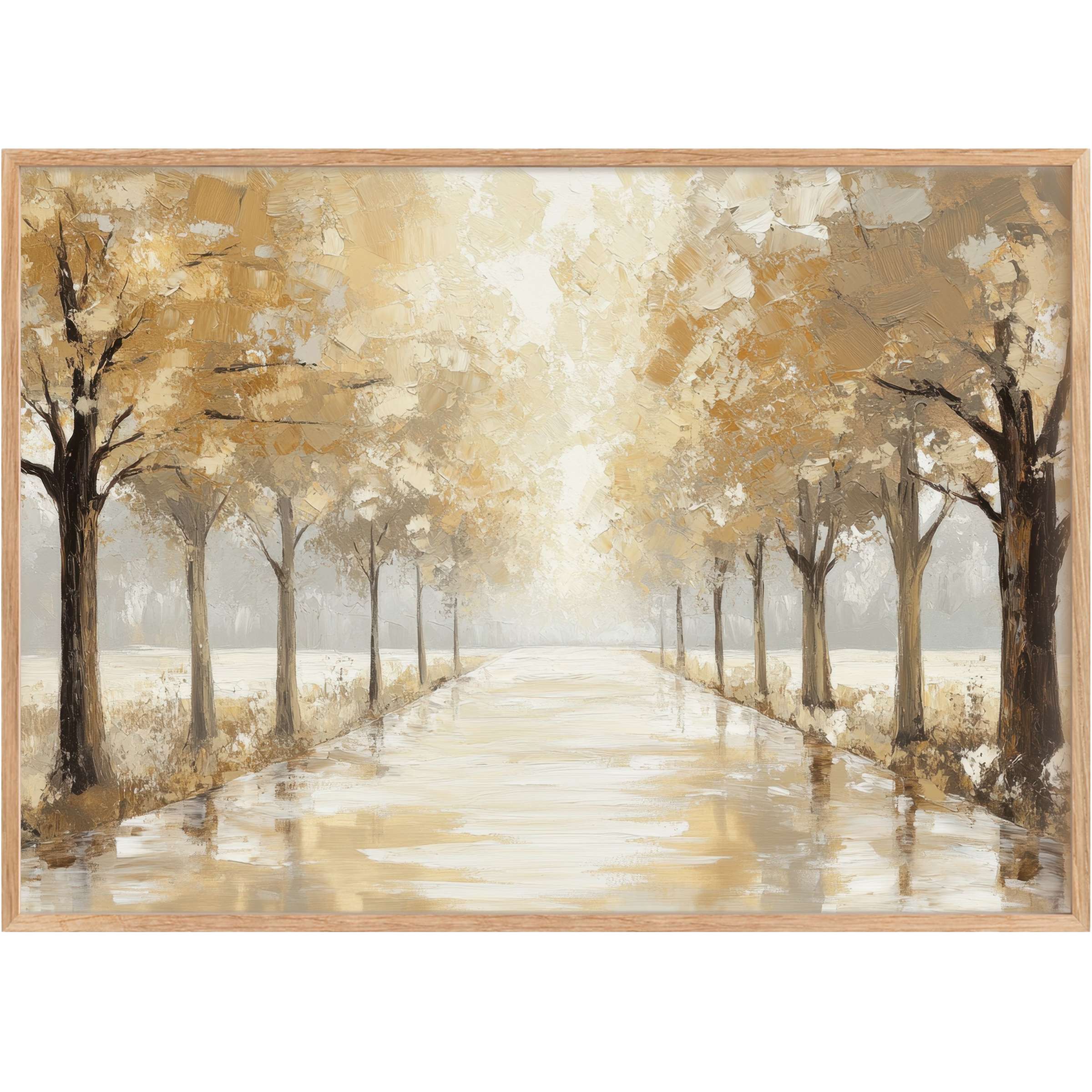 Golden-hued tree printable wall art evokes serene autumnal calm, enriching interiors with soft light and timeless elegance