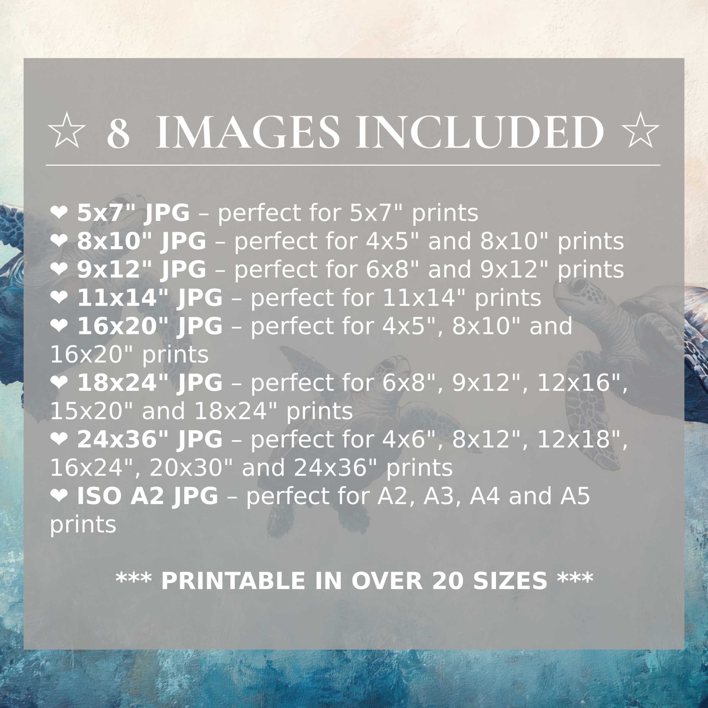 Radiant beach digital print in soothing blues and neutrals, elevating modern interiors with style; includes 8 high-quality sizes