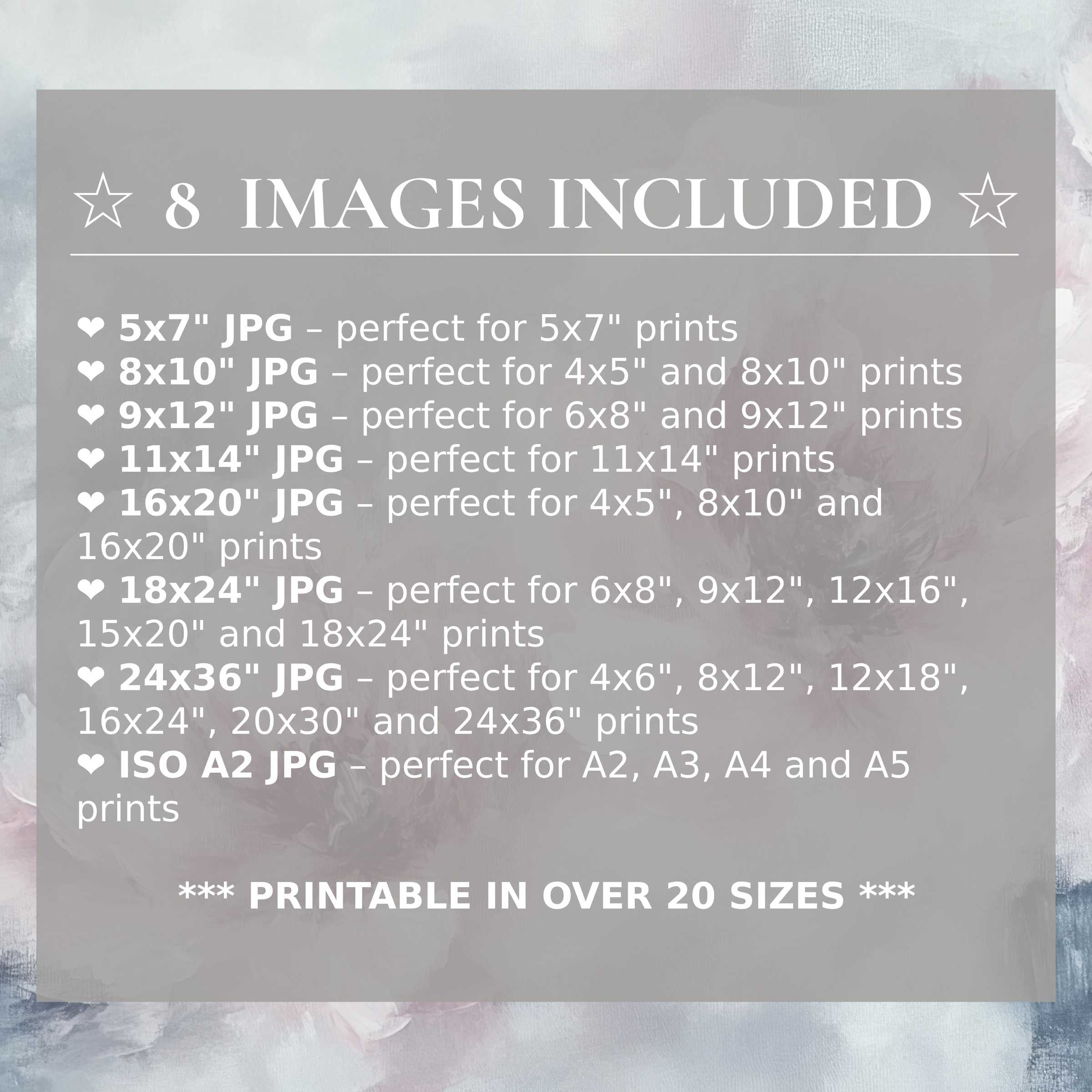 Floral digital print in soft blush and calming grays, delivered in 8 high-quality sizes to elevate modern interiors with refined versatility