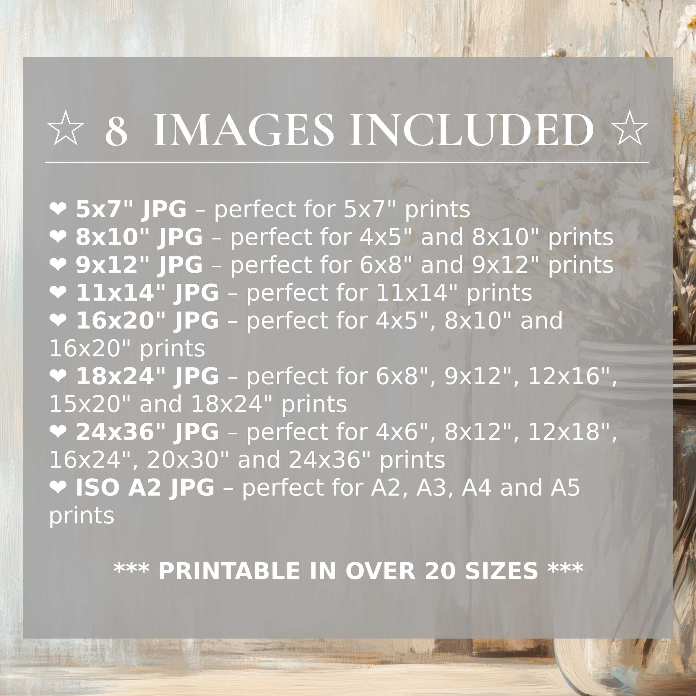 Farmhouse digital print in soft beige and cream tones, offering radiant calm and style across 8 high-quality sizes included