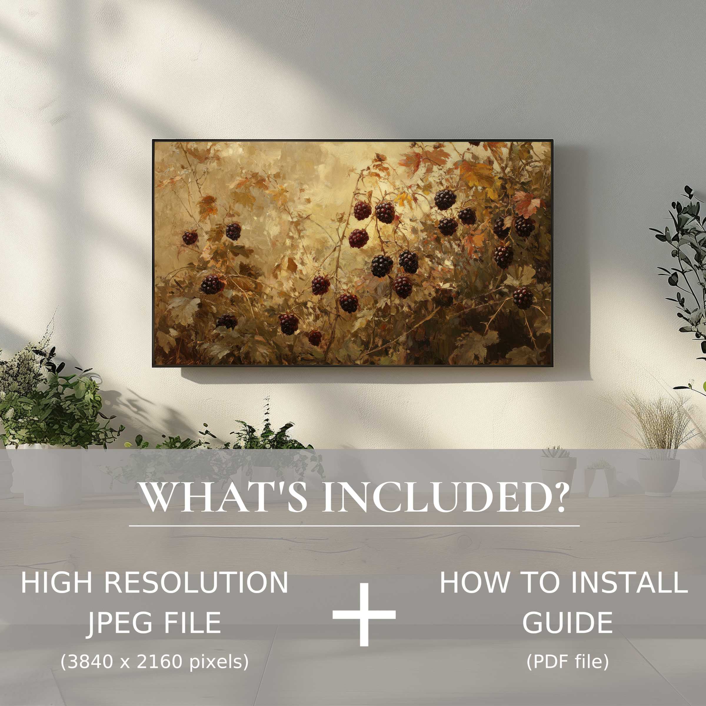 Stylish botanical digital TV art download elevates your living space with easy digital use and timeless natural elegance