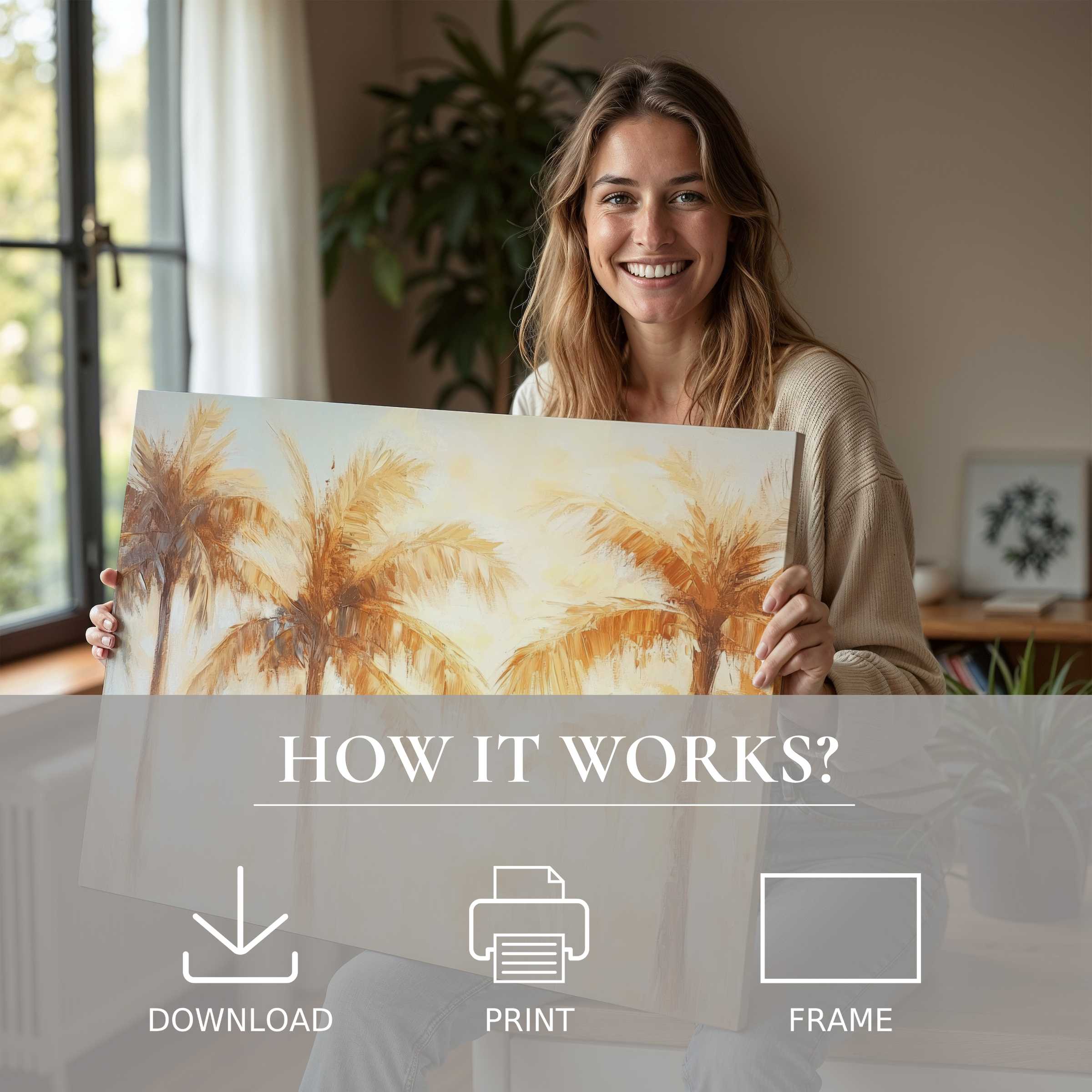 Radiant summer digital art print embodies warm tranquility, effortlessly elevating modern homes with joy and serene connection